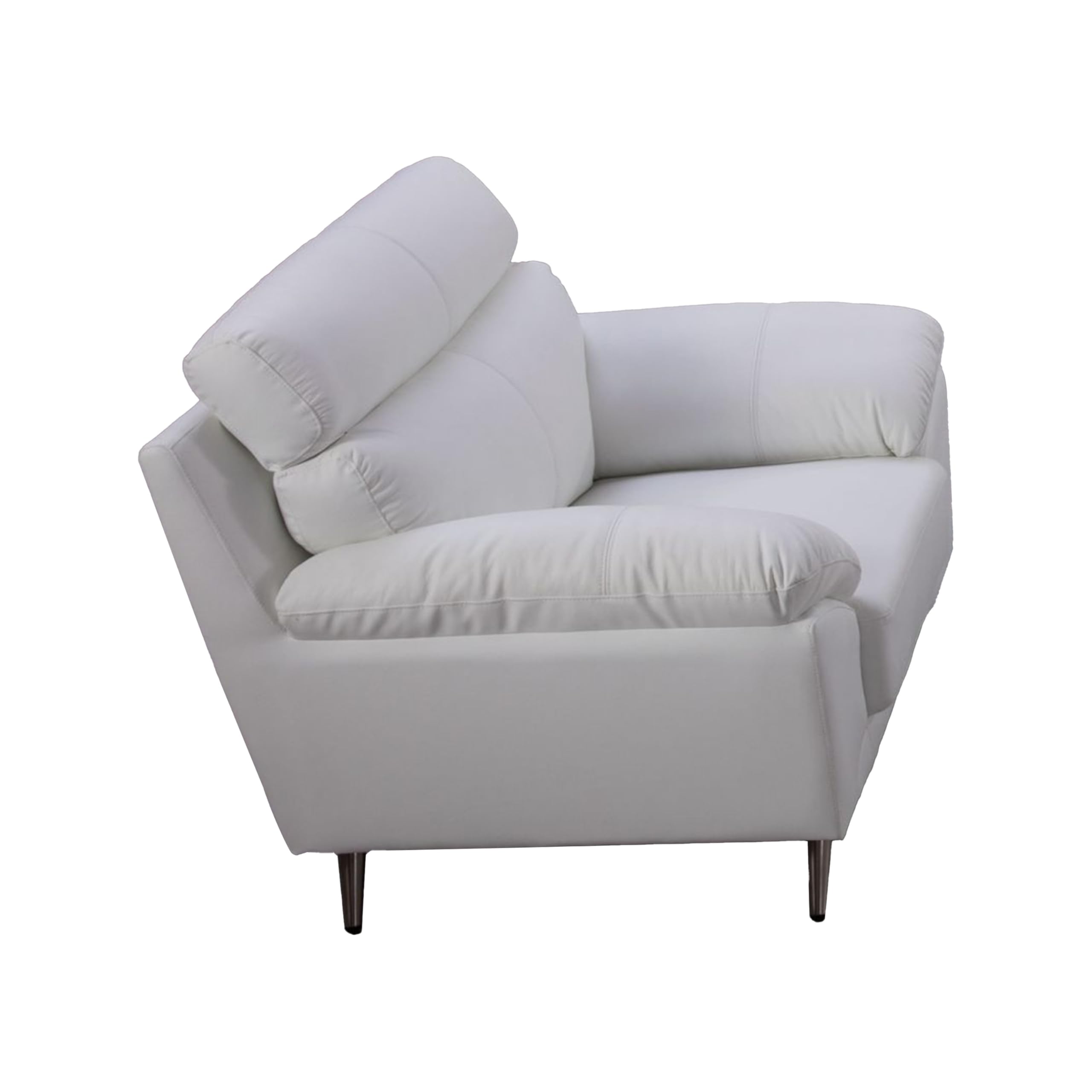 Justin Accent Chair, Light Blue Top Grain Leather, Cushions, Steel Legs