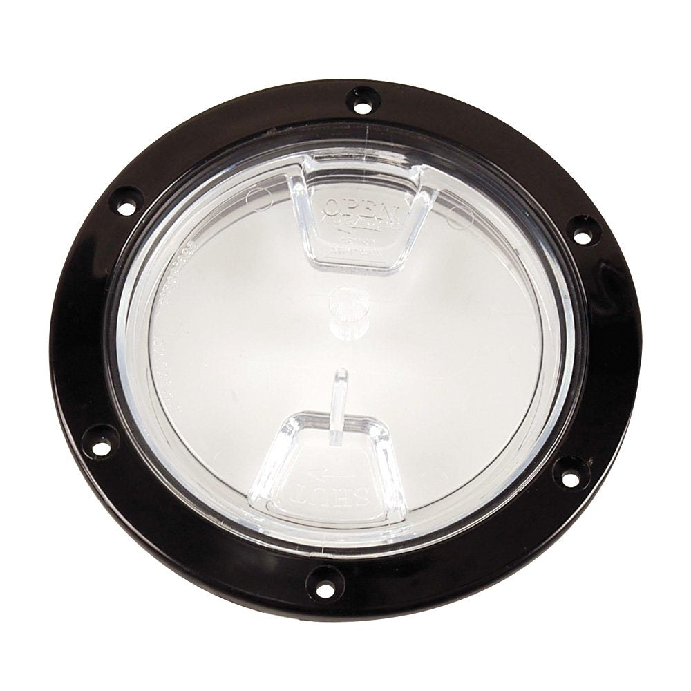 BECKSON 4 CLEAR CENTER SCREW OUT DECK PLATE BLACK 4.5″ CUT″