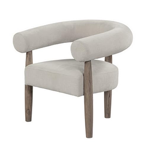 Zob 33 Inch Armchair, Wishbone Curved Cushioned Frame, Cream Beige, Taupe