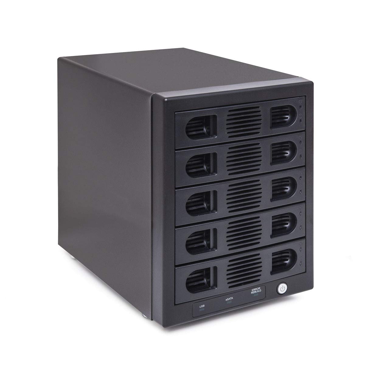 External USB 3.0 & eSATA to Five 2.5/3.5 SATA3 HDD/SSD Tool Less Tray Steel Case, Support RAID 0/1/3/5/10 and Clone/Large/Normal Mode, Auto Power Save, Built-in 130W Power, JMicron JMS567A + JMB393B Chipset