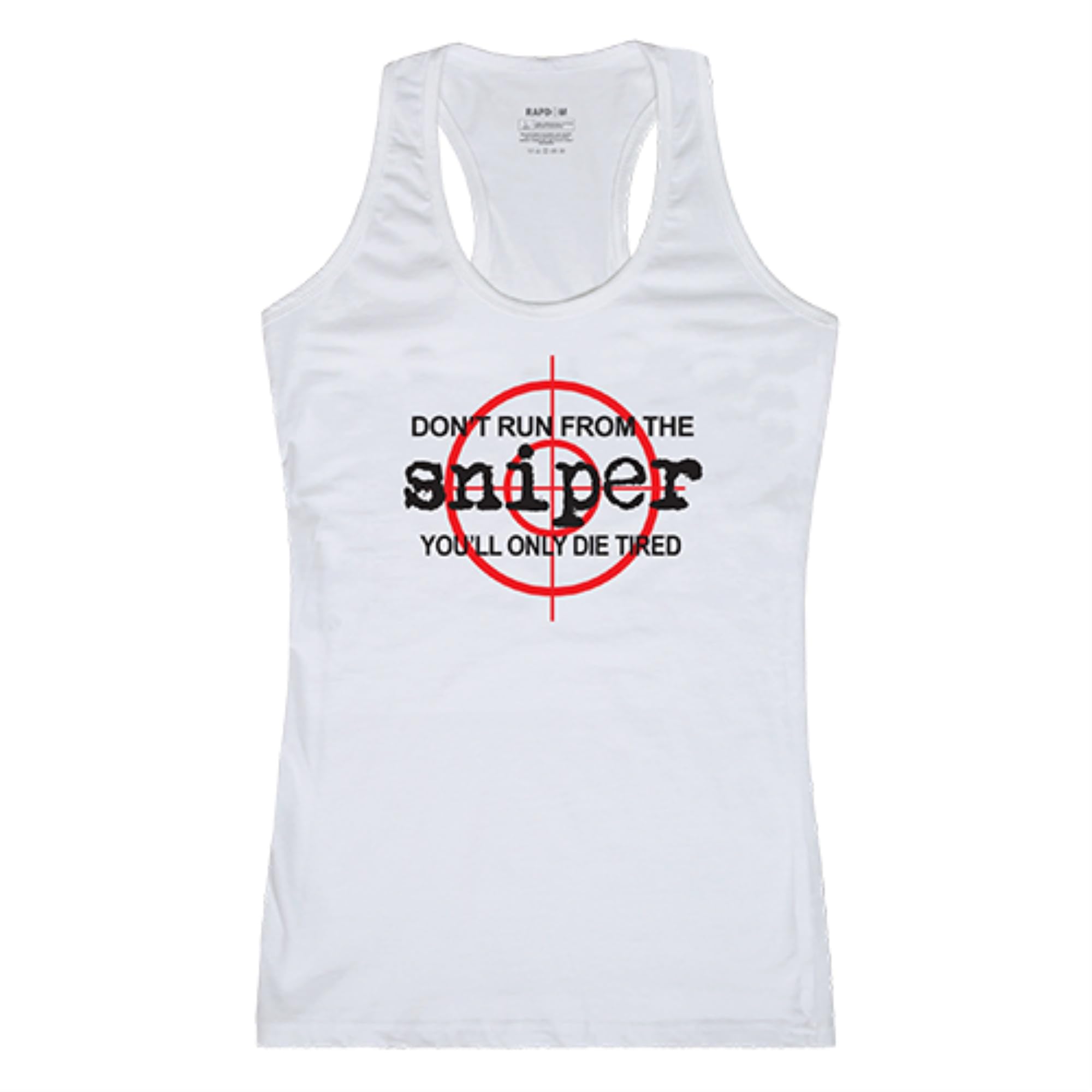 Womens Graphic Tank, Sniper, White, S
