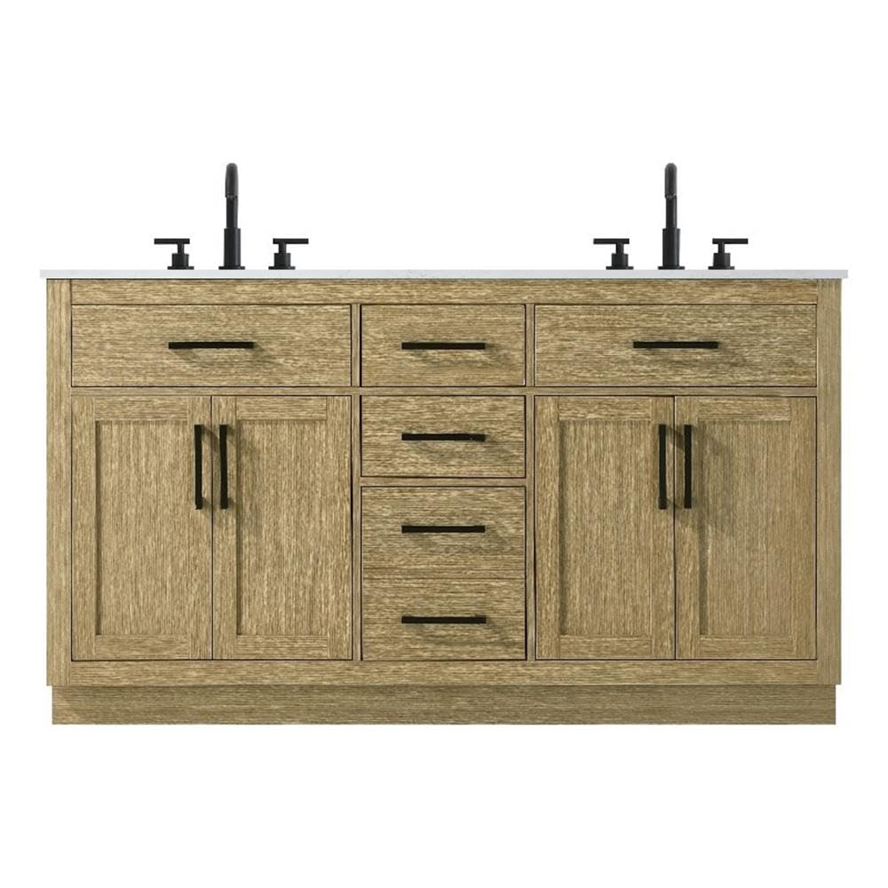 Alden 60 inch Double Bathroom Vanity in Honey Brown