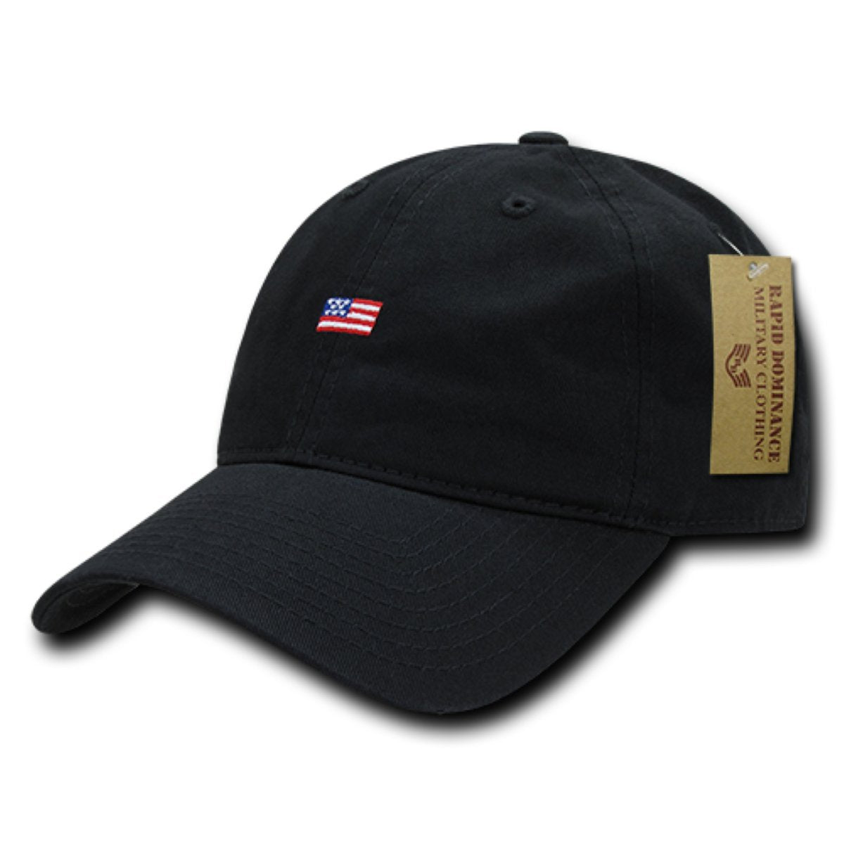 Relaxed Graphic Cap, Small USA Flag, Black
