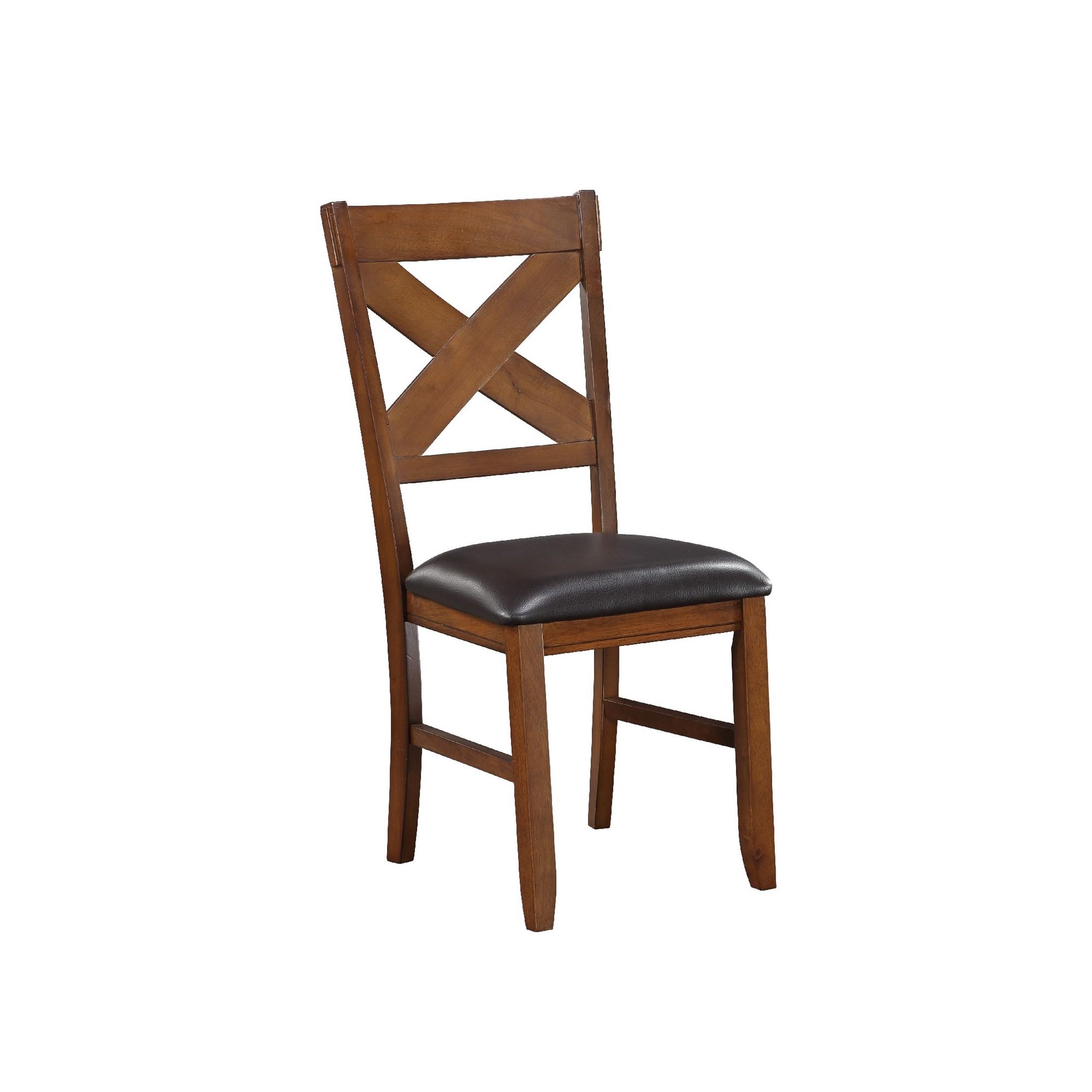 Dining Chair, Vegan Faux Leather, X Backrest, Set of 2, Brown