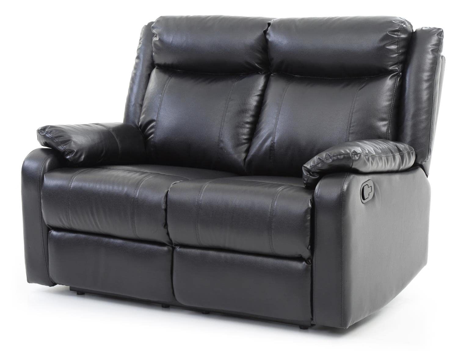 Ward 55 in. Black Faux leather 2-Seater Reclining Sofa with Pillow Top Arm
