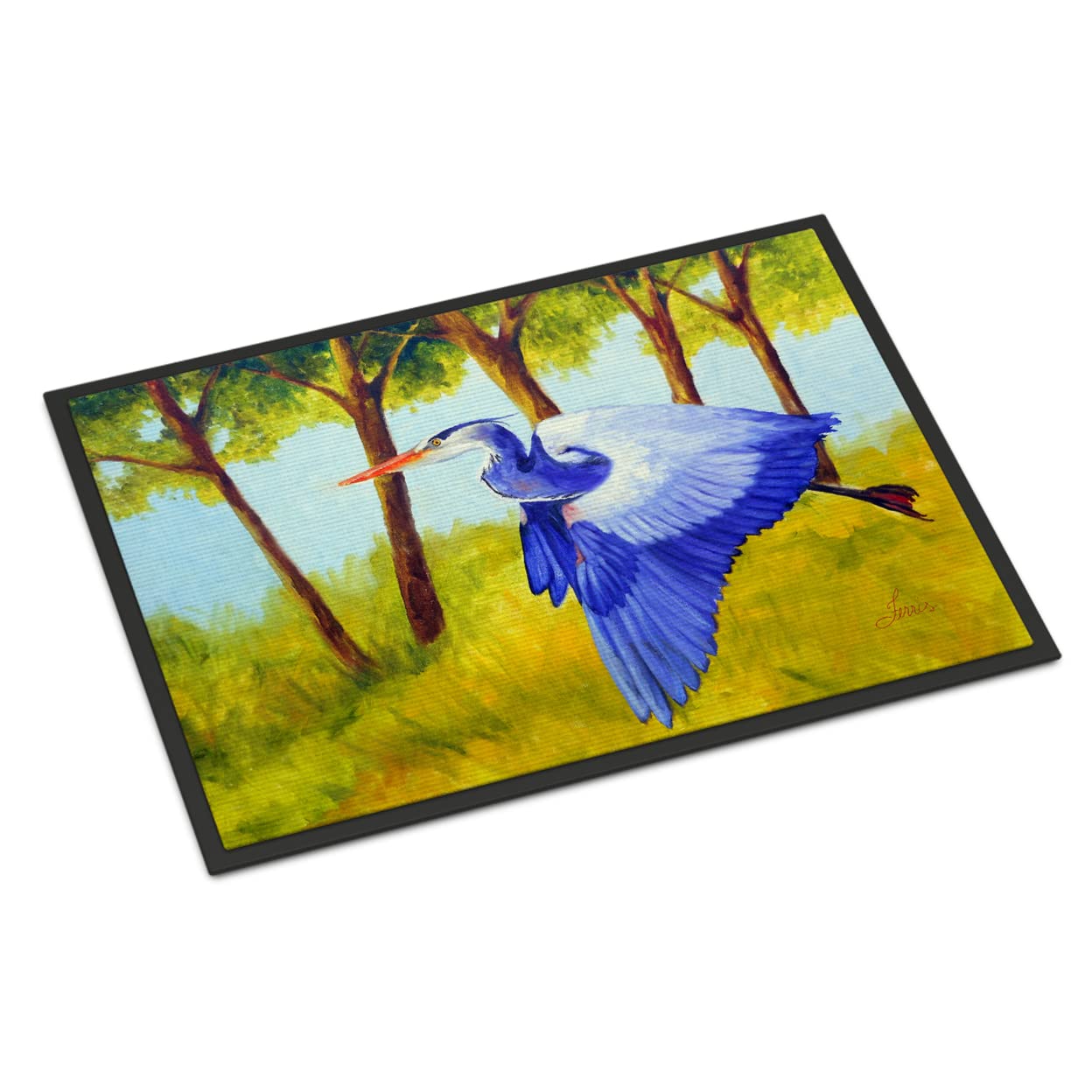 Fyling Heron by Ferris Hotard Indoor or Outdoor Mat 24x36