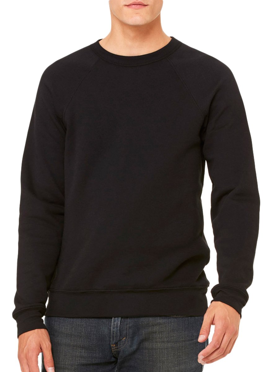 BELLA + CANVAS Unisex Sponge Fleece Raglan Crewneck Sweatshirt - Black, M