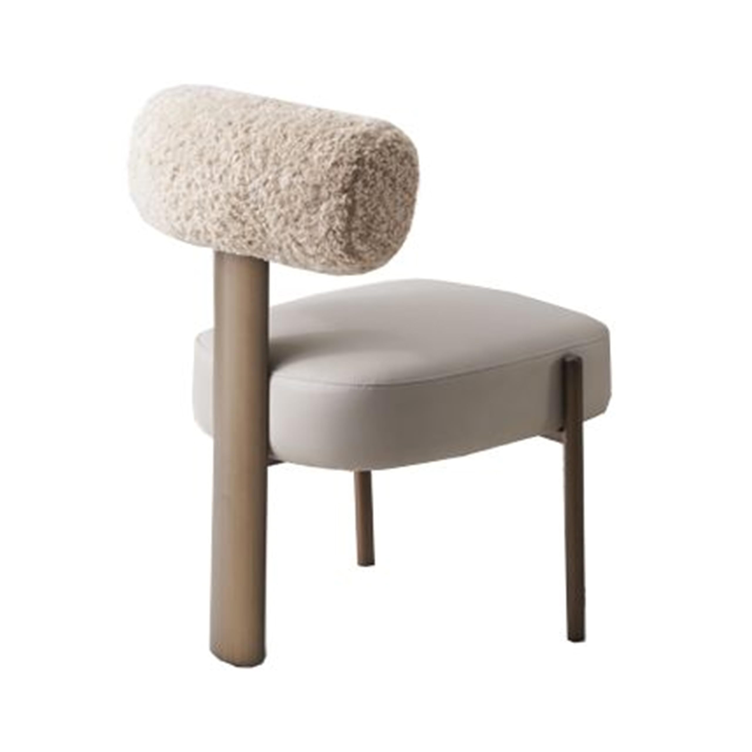 Rick Dining Chair Set of 2, Modern Design, Tan Faux Leather, Beige Fabric