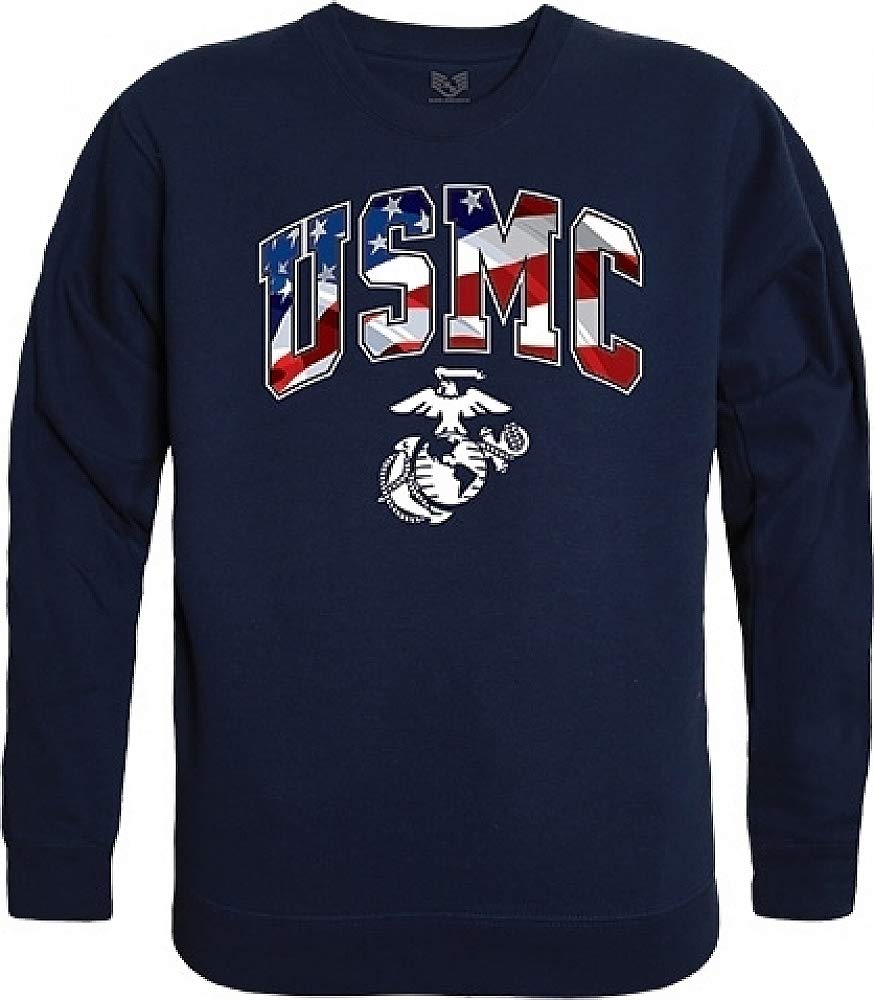 Graphic Crewneck,Flag Letr, USMC,Navy, XL
