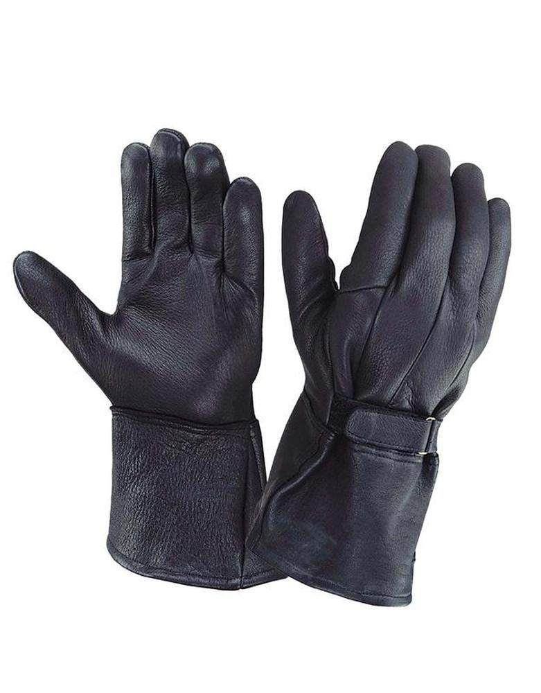Mens Deerskin Leather Gauntlet Gloves,Black,Size - 3XL