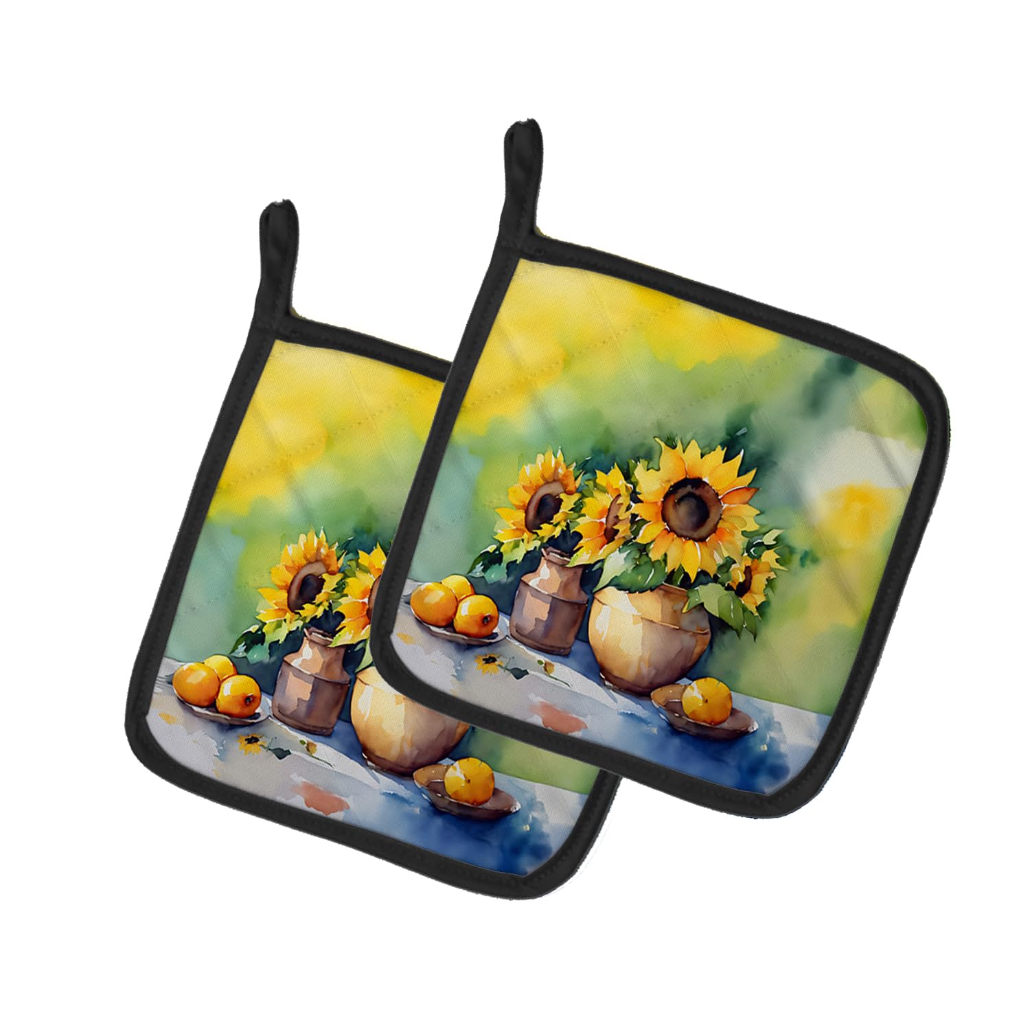 Sunflowers in Watercolor Pair of Pot Holders