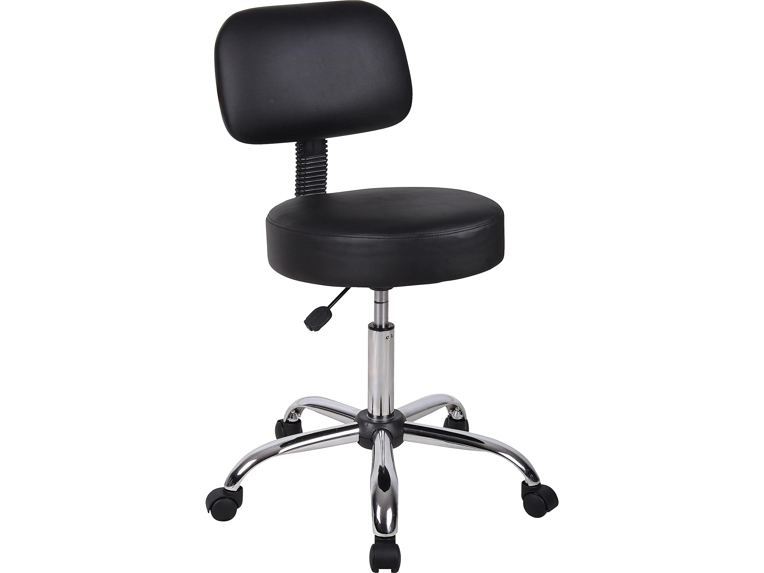 Boss Black Caressoft Medical Stool W/ Back Cushion