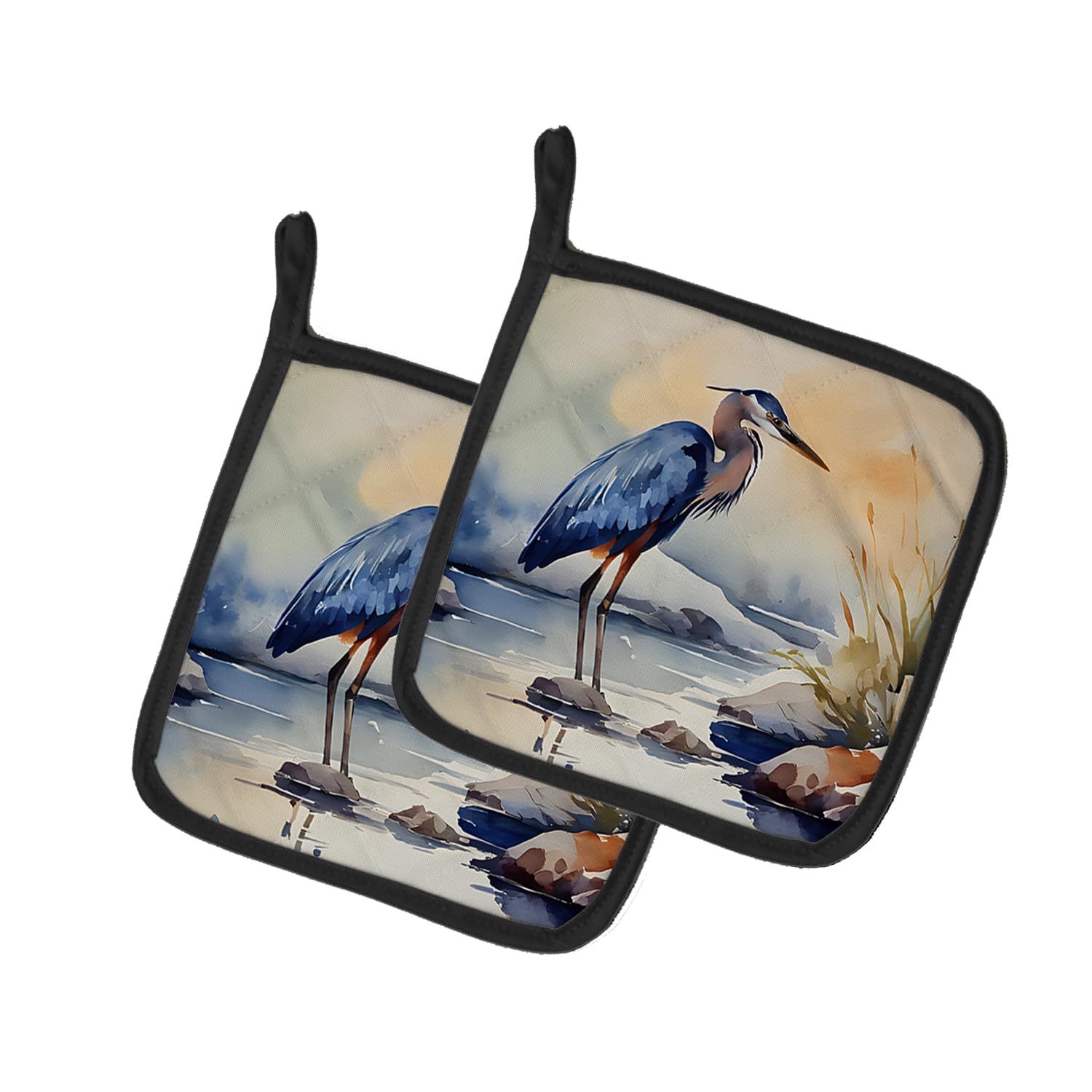 Blue Heron Pair of Pot Holders