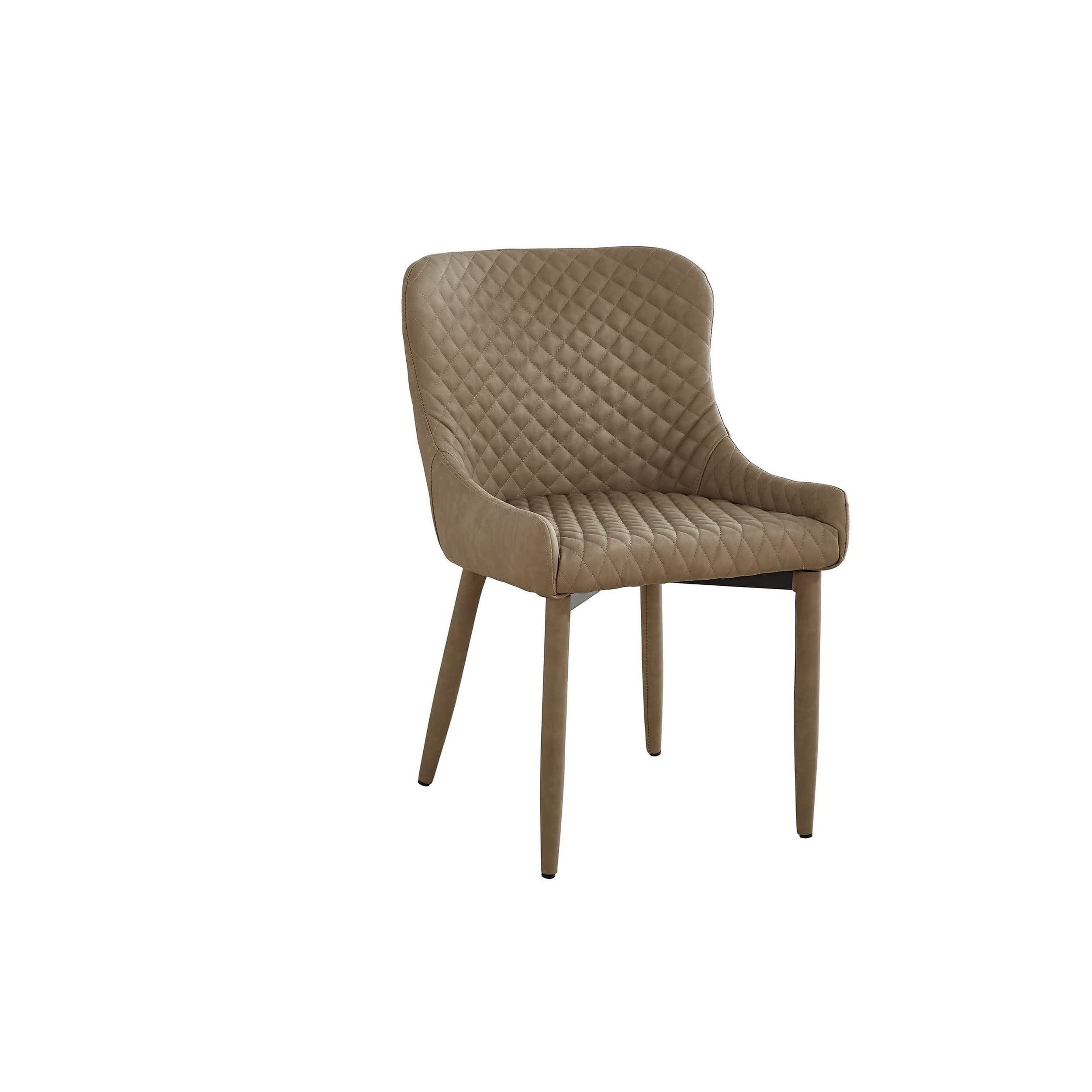 Tom 16 Inch Modern Dining Chair, Set of 4, Beige Vegan Faux Leather, Metal Legs