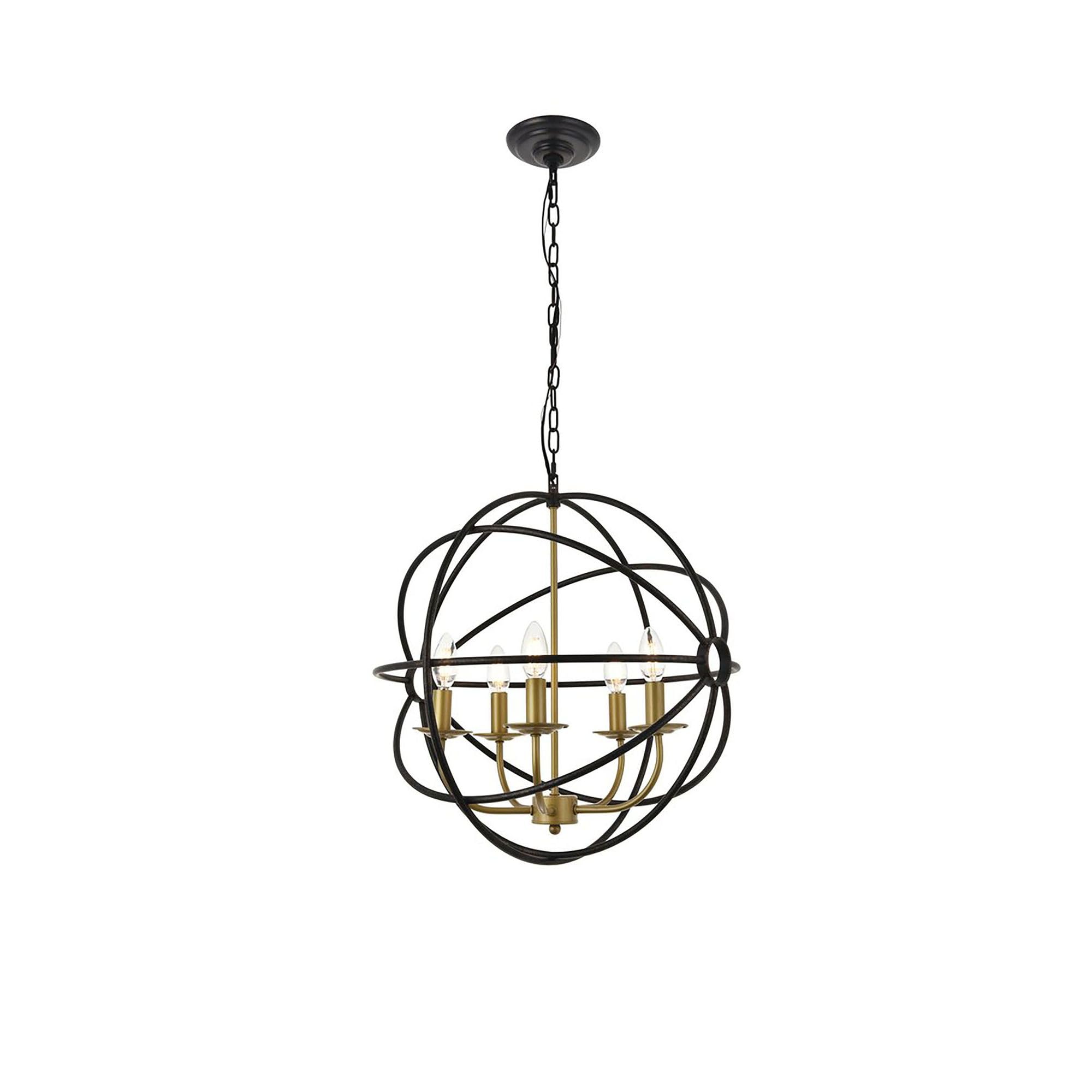 Octavia 5 light Brass and Dark Brown Pendant