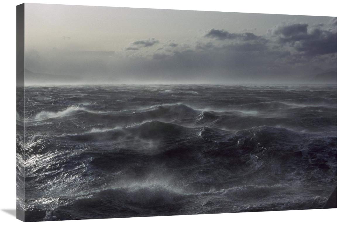 Windstorm over ocean in Beagle Channel, Tierra del Fuego, Argentina-Canvas Art-36x24”