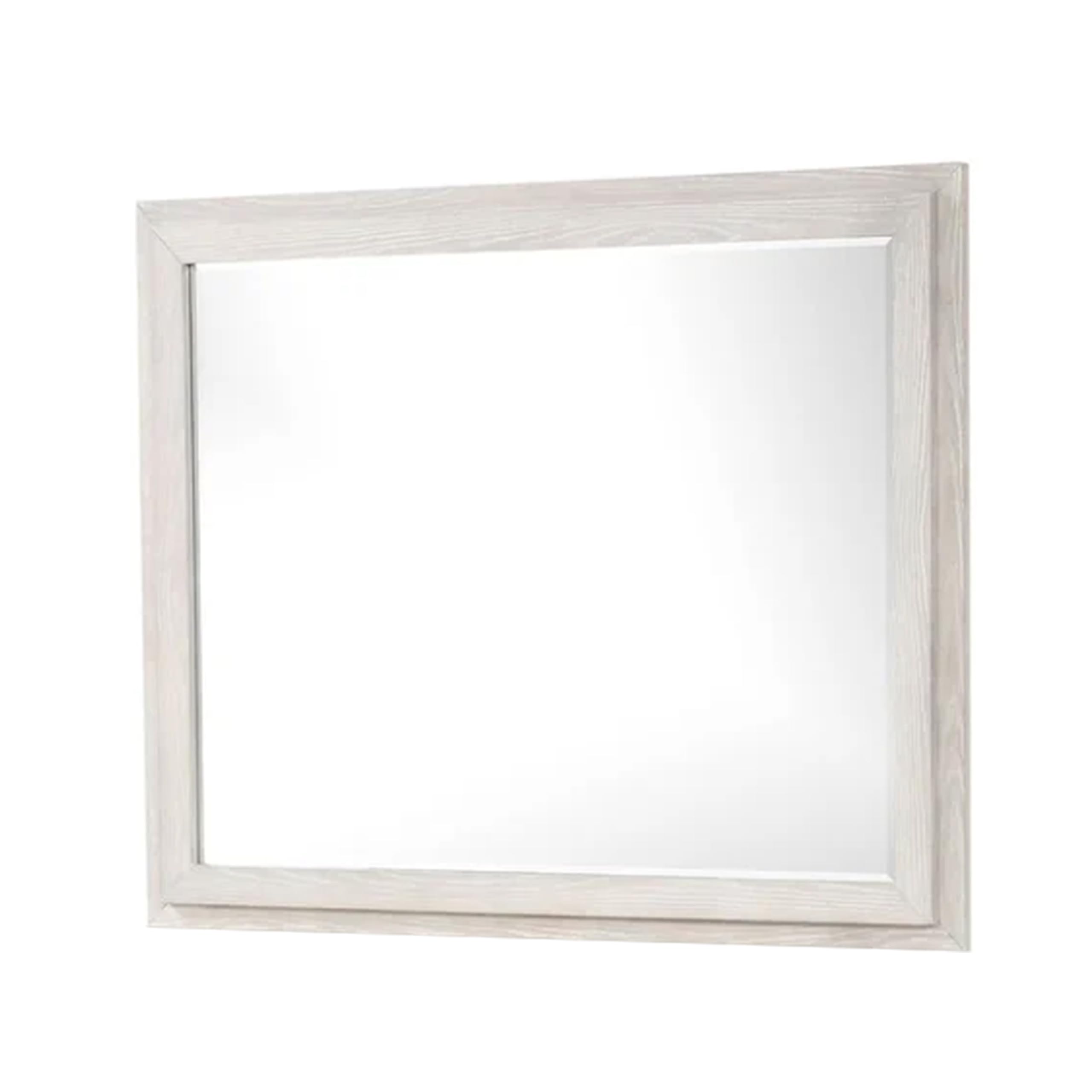 Loji 48 Inch Dresser Mirror, Weathered Gray Frame, Solid Rubberwood