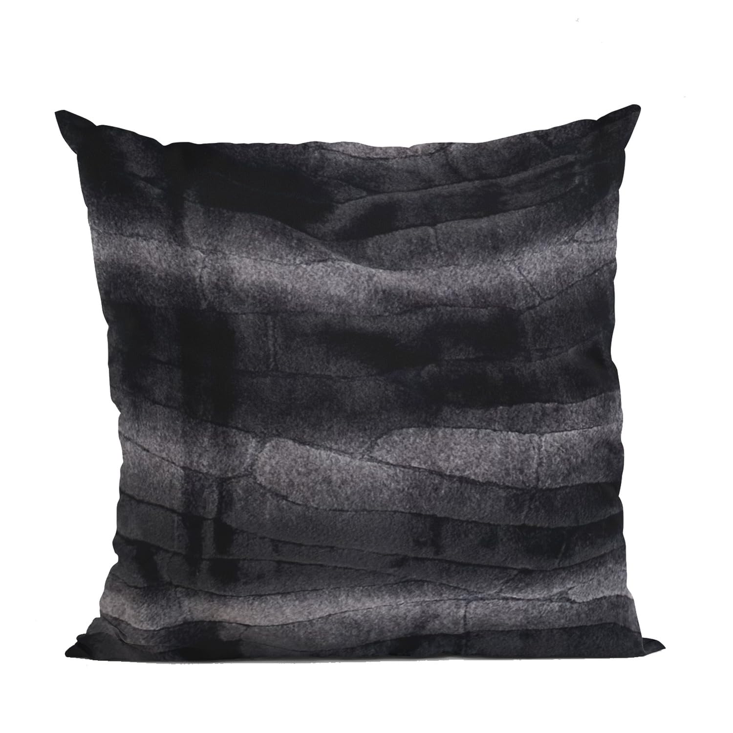 Plutus Black Graphite Furever Animal Faux Fur Luxury Throw Pillow - Double sided  20 x 36” King