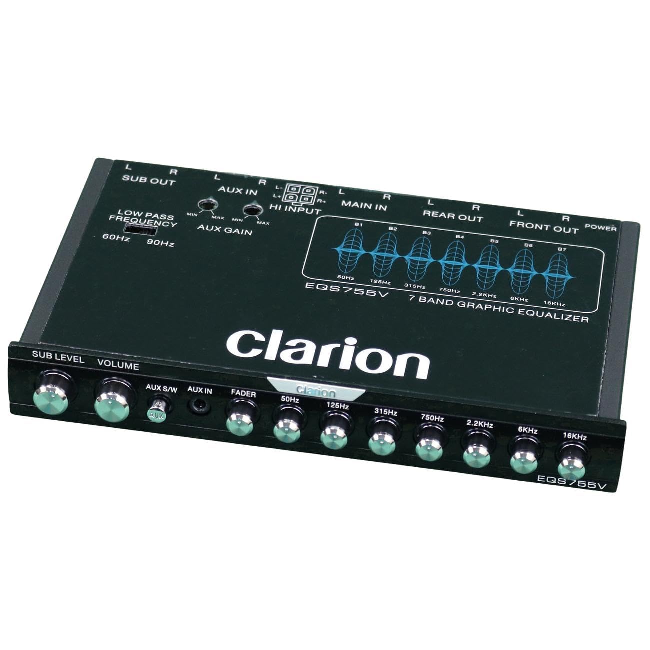 1/2-Din Sized Mobile Audio Graphic EQ/Crossover With 3.5mm Front Aux Input, High Level Speaker Input Extended Frequency Response