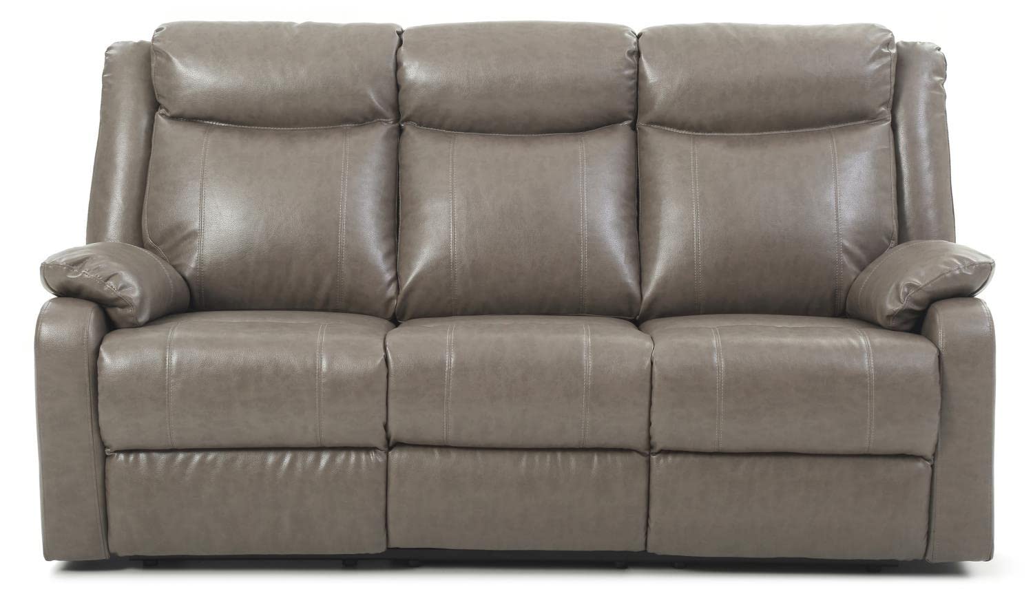 Ward 76 in. Gray Faux leather 3-Seater Reclining Sofa with Pillow Top Arm