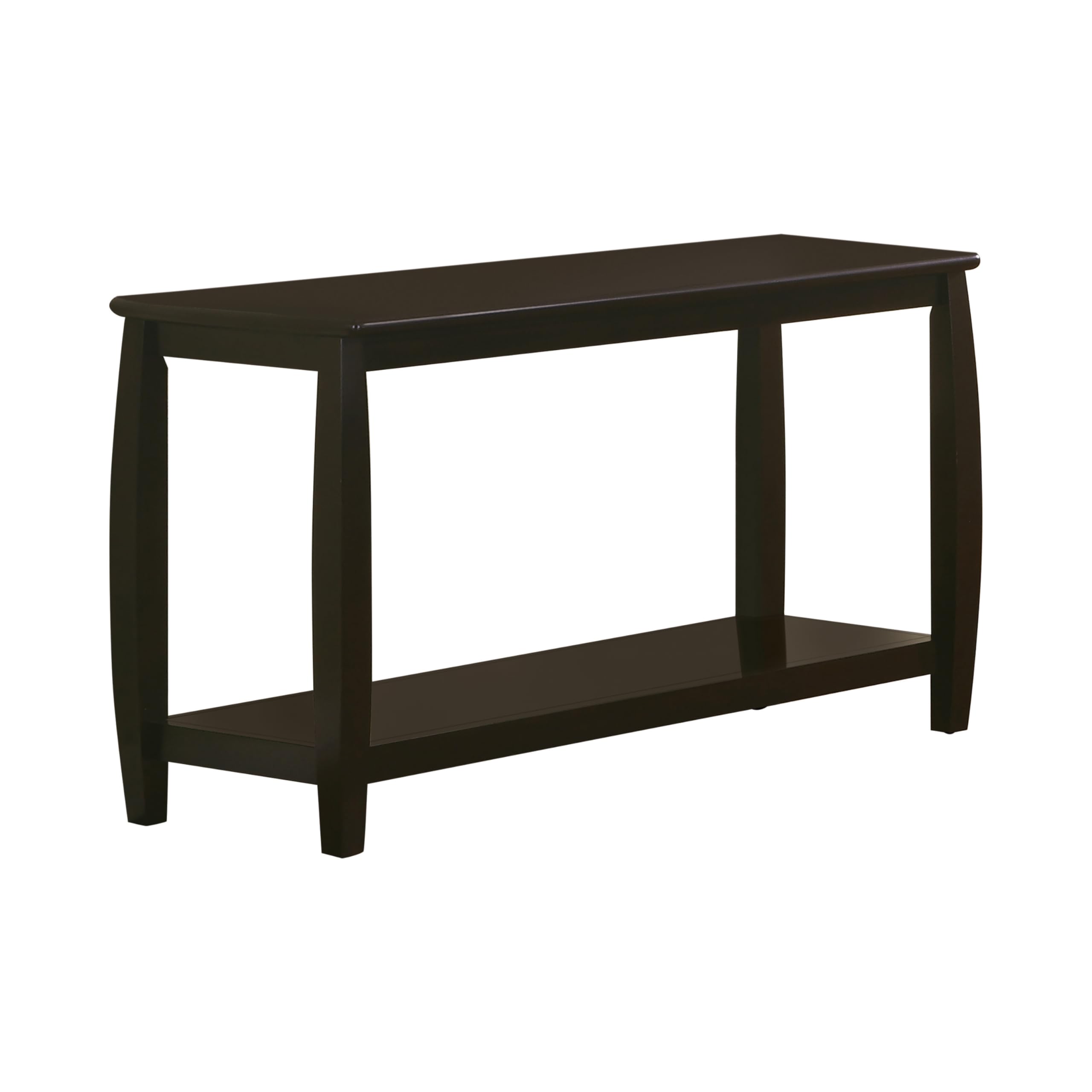 Benzara Contemporary Style Solid Wood Sofa Table With Slightly Rounded Shape, Dark Brown