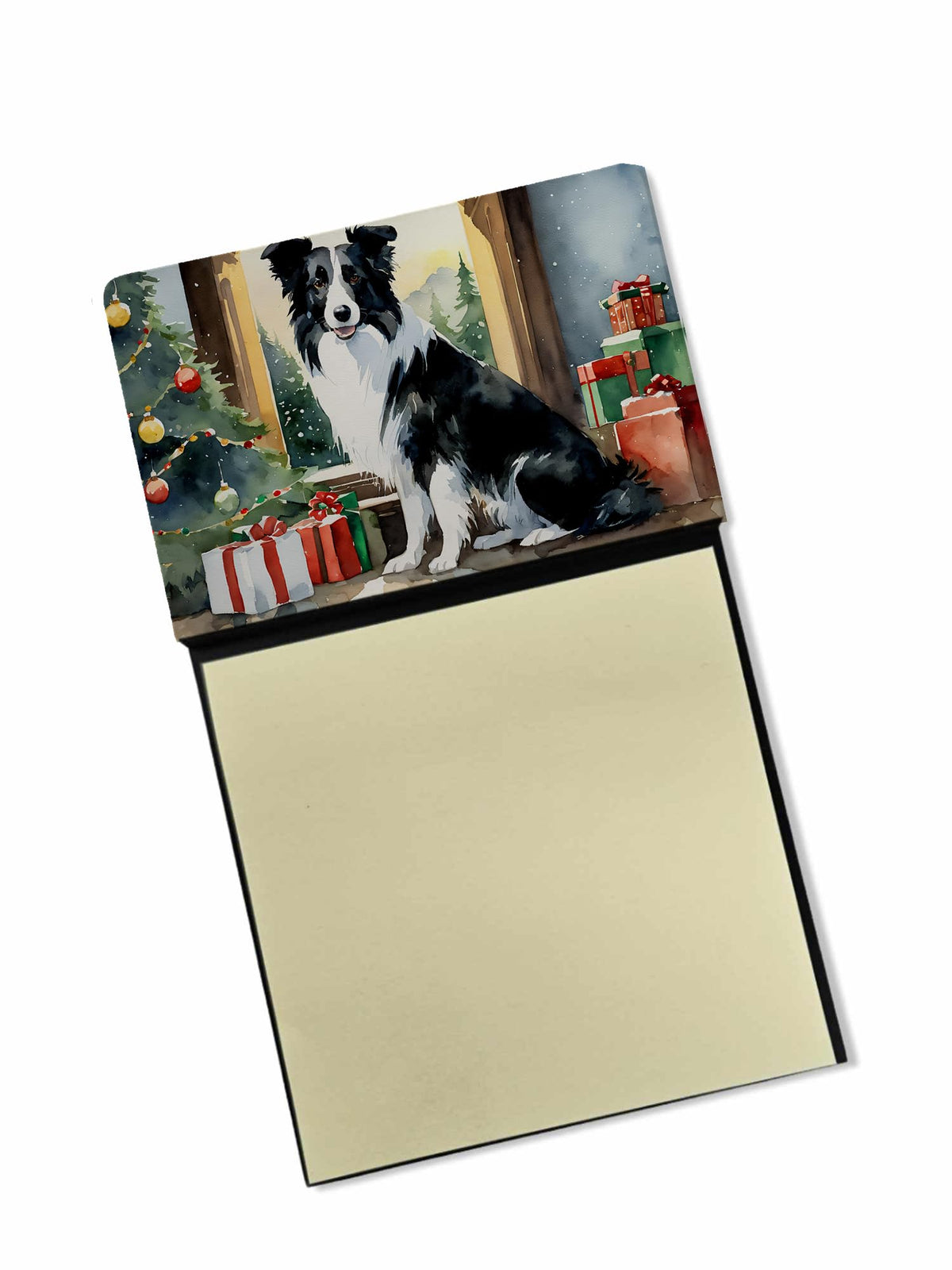 Border Collie Cozy Christmas Sticky Note Holder