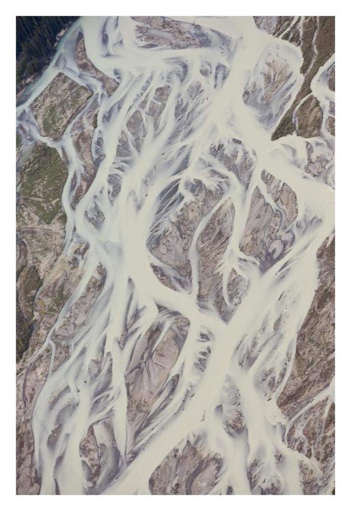 Cline River showing heavy siltation and braiding, Jasper National Park, Alberta, Canada-Paper Art-22x32”