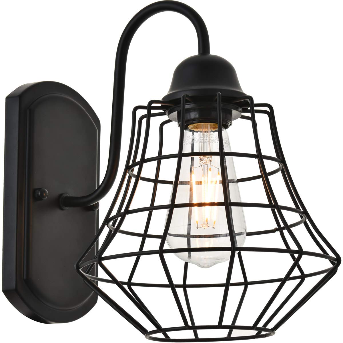 Living District Candor 1-Light Mid-Century Metal Wall Sconce In Black