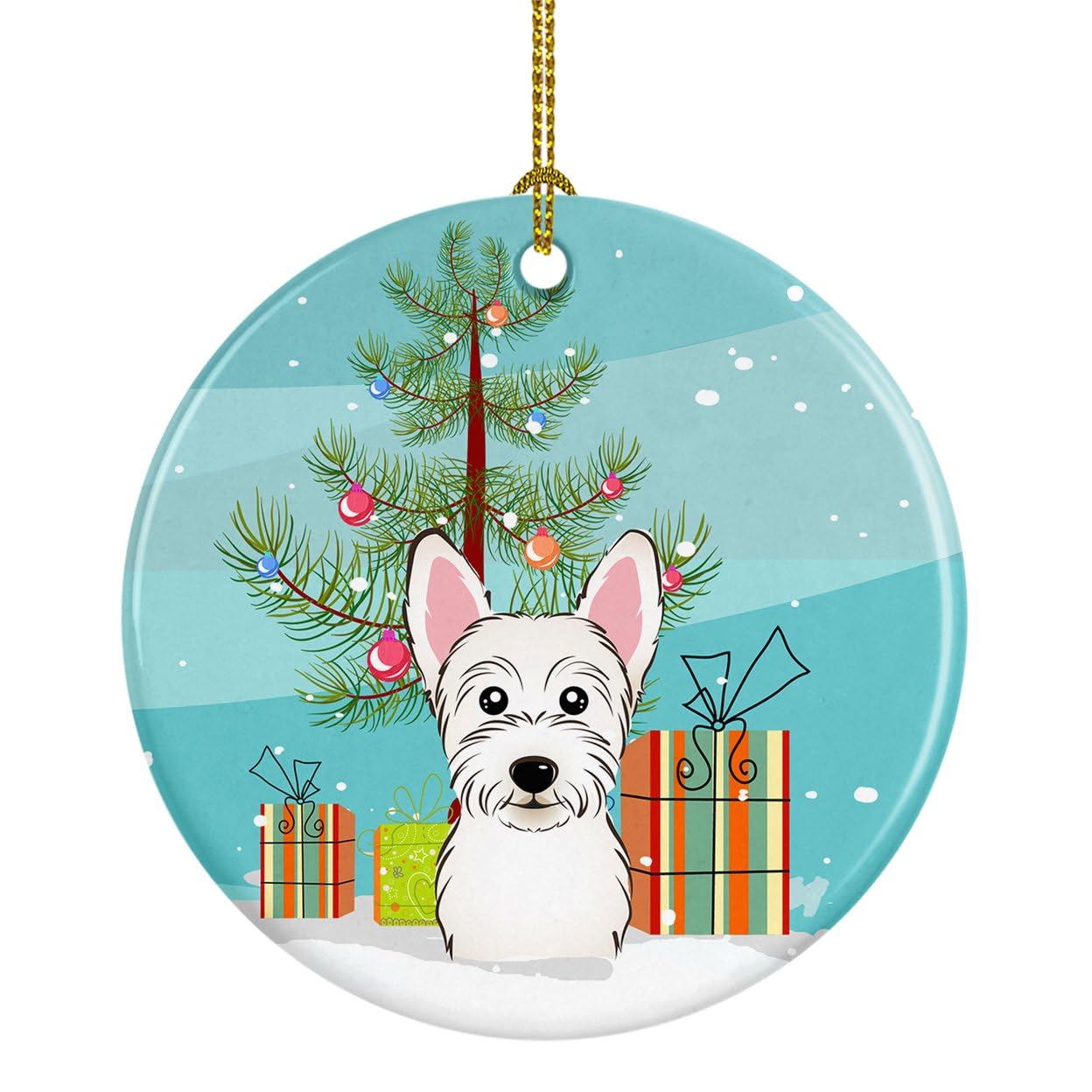 Carolines Treasures Christmas Tree and Westie Ceramic Ornament