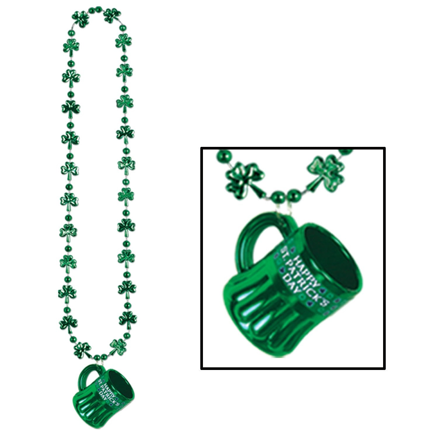 Shamrock Beads w/Happy St Pats Mug (Pack of 12)