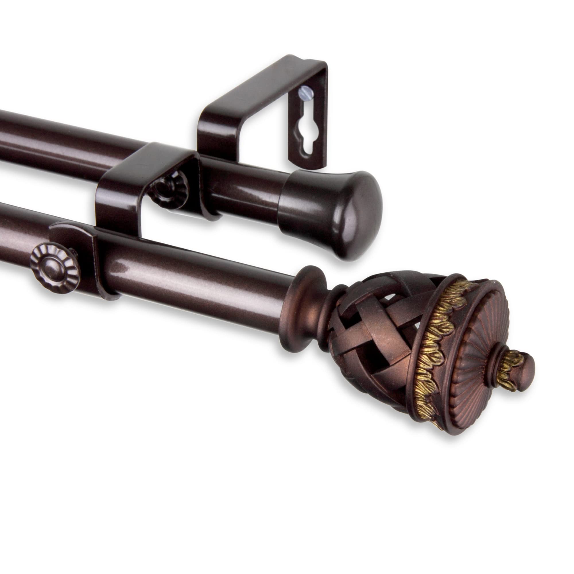 Araceli Double Curtain Rod 3/4 inch dia. 66-120 - Cocoa