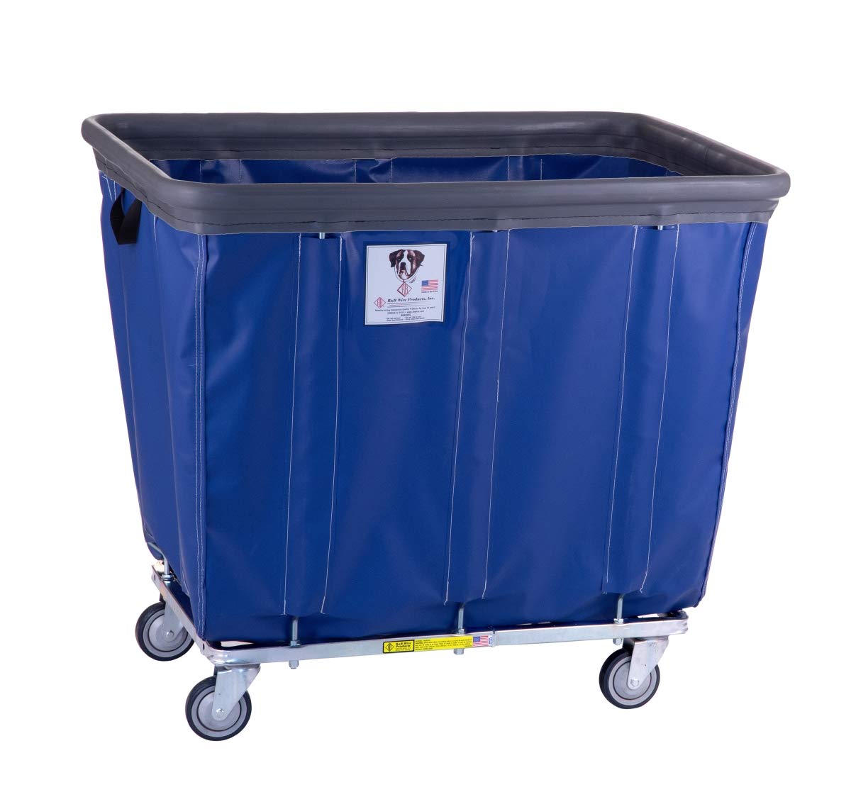 20 Bushel Vinyl Basket Truck with Air Cushion Bumper and Steel Base, Blue