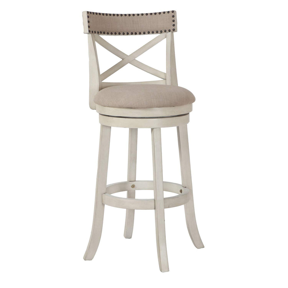 Benjara Curved X Shaped Back Swivel Barstool With Fabric Padded Seating