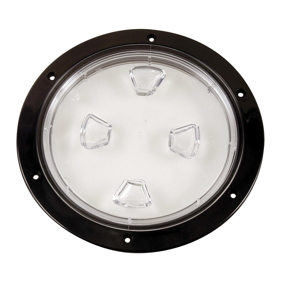 BECKSON 8 CLEAR CENTER SCREW OUT DECK PLATE BLACK 8.5″ CUT″