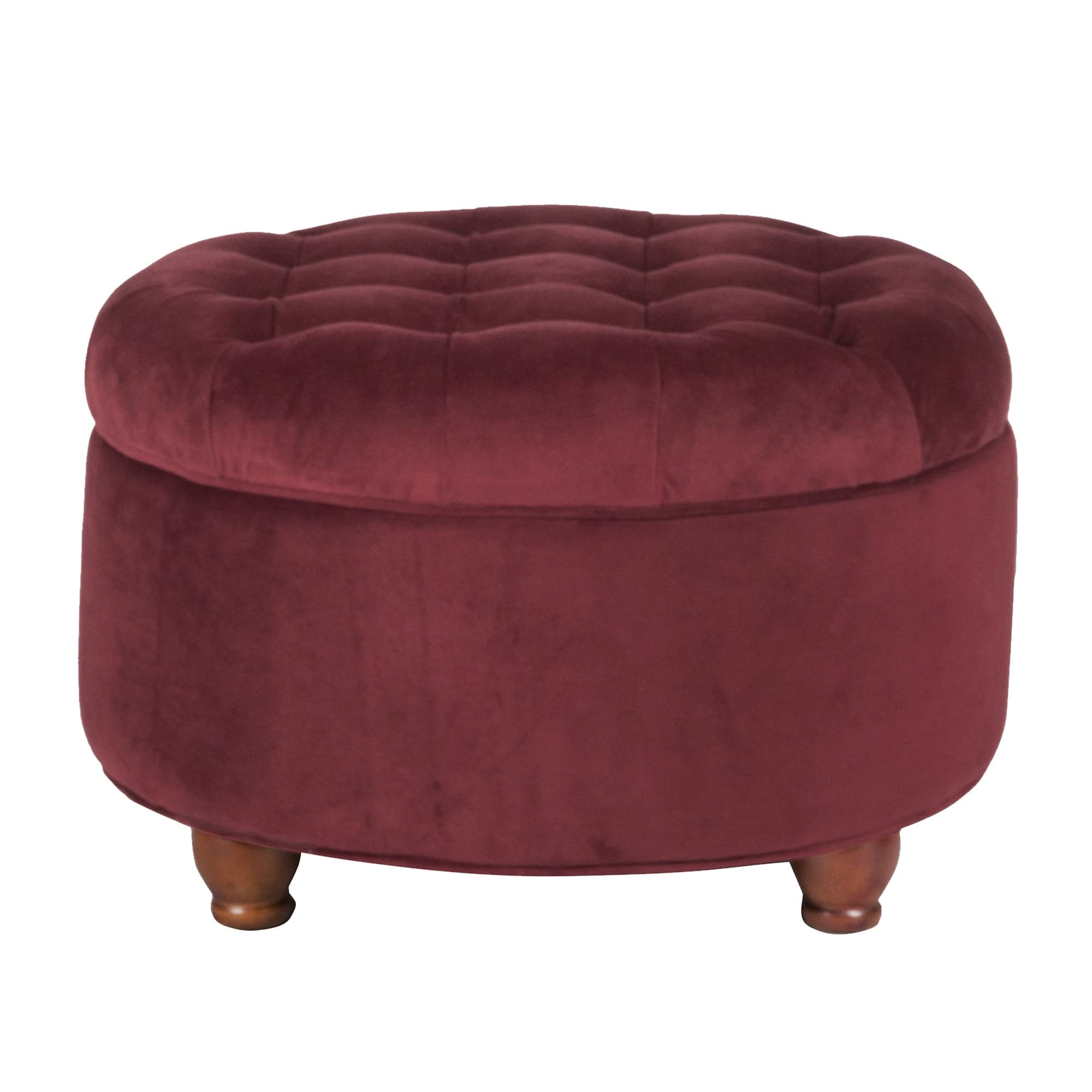 Velvet Upholstered Wooden Ottoman with Tufted Lift Off Lid Storage, Red