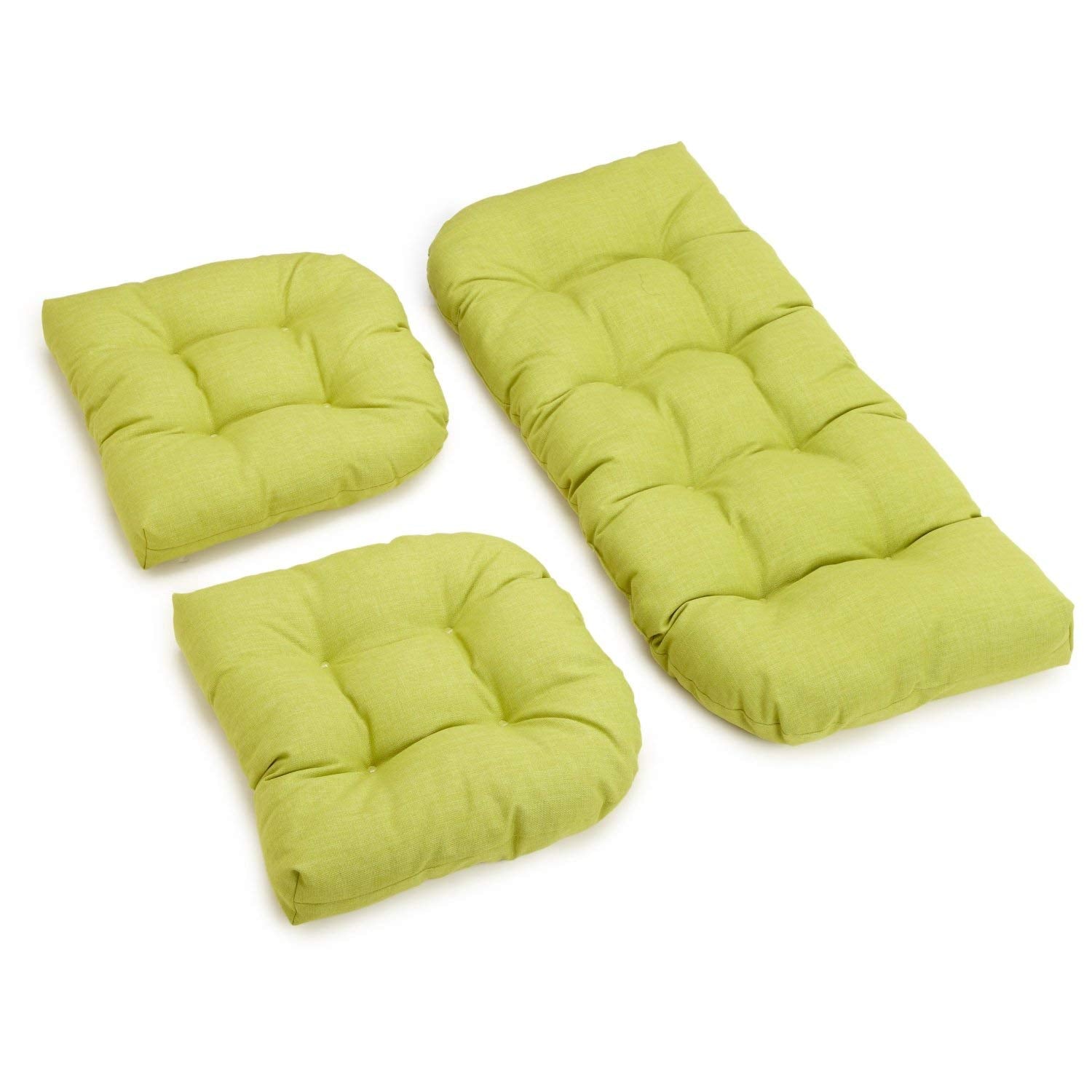 U-Shaped Spun Polyester Tufted Settee Cushion Set (Set of 3) - Lime