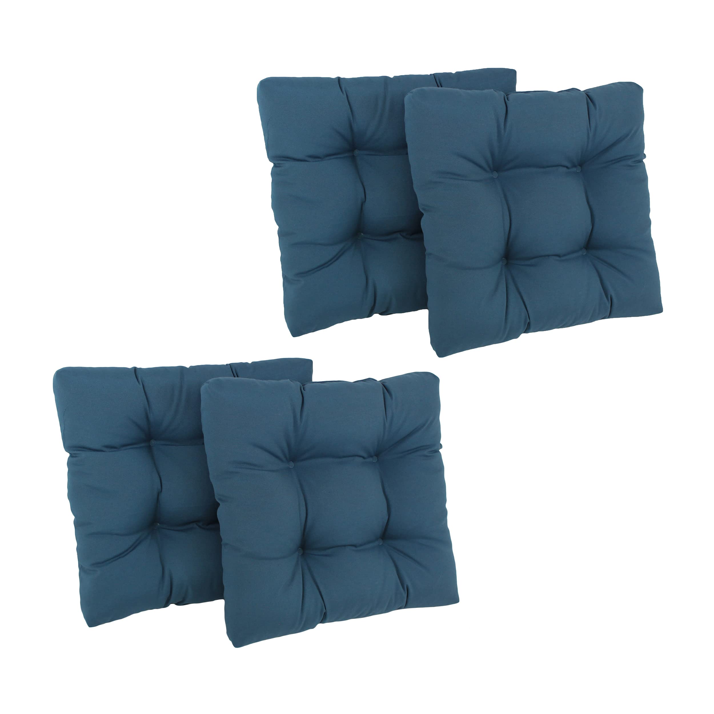 19-inch Squared Twill Tufted Dining Chair Cushion (Set of Four) - Indigo
