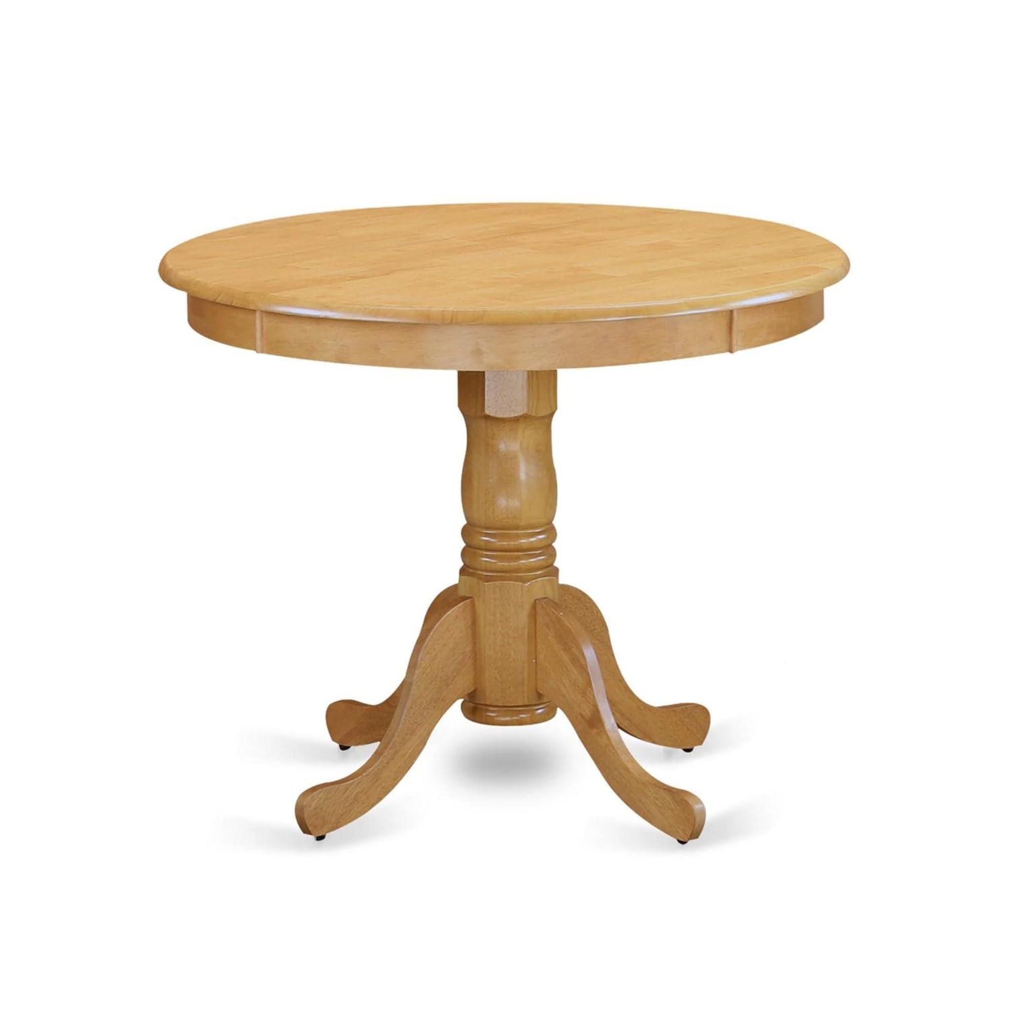 Casafoyer ANPO5-OAK-C 5 Piece Modern Set Includes a Round Kitchen Table with Pedestal and 4 Linen Fabric Dining Room Chairs, 36x36 Inch, Oak