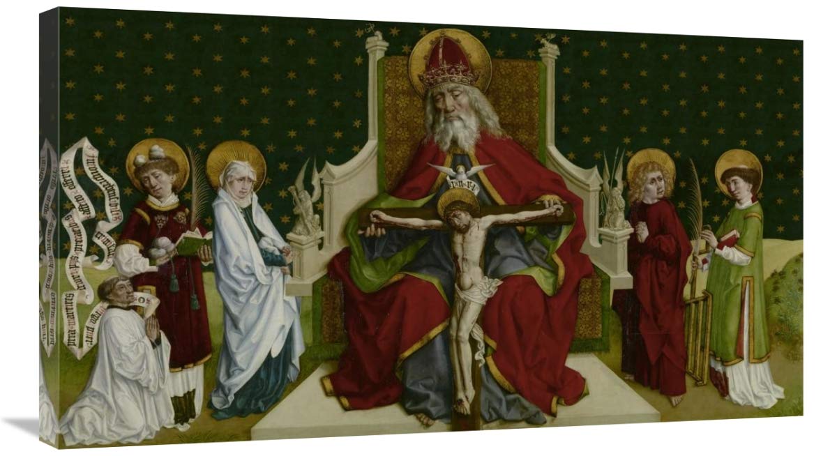 The Trinity with the Virgin, Saints John the Evangelist, Stephen and Lawrence and a Donor-Canvas Art-36x20.52”