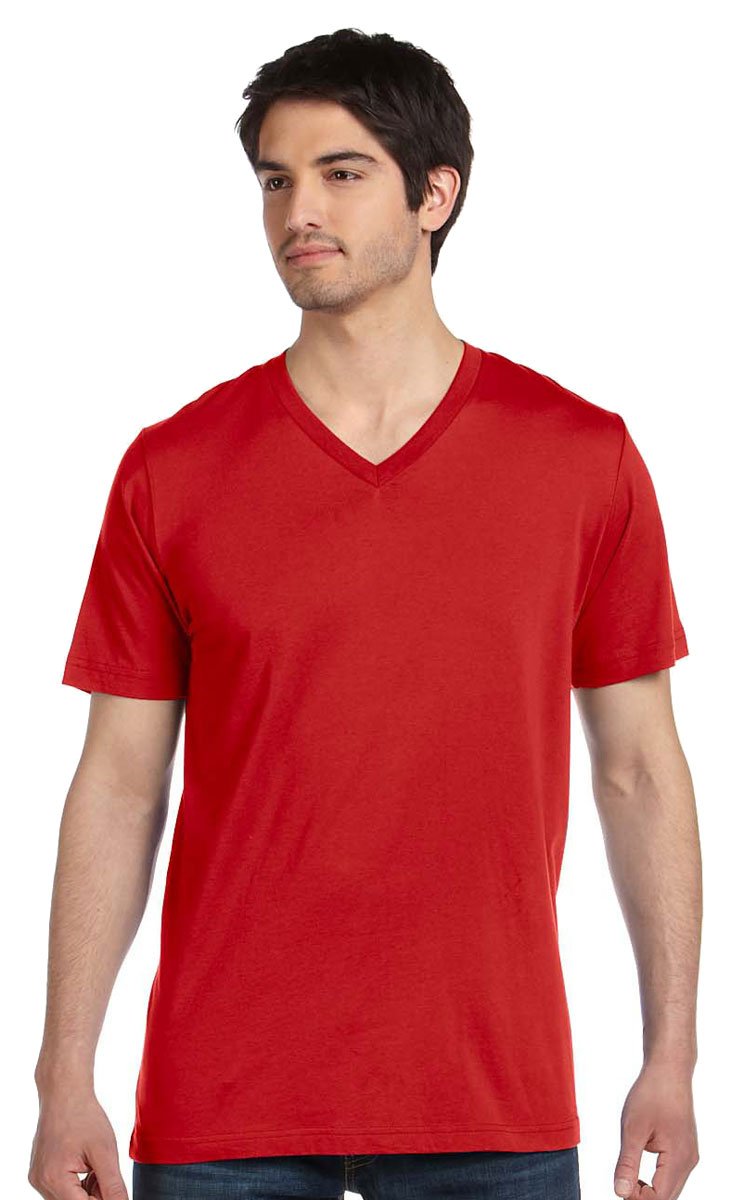BELLA + CANVAS Unisex Jersey V-Neck Tee - Red, XS