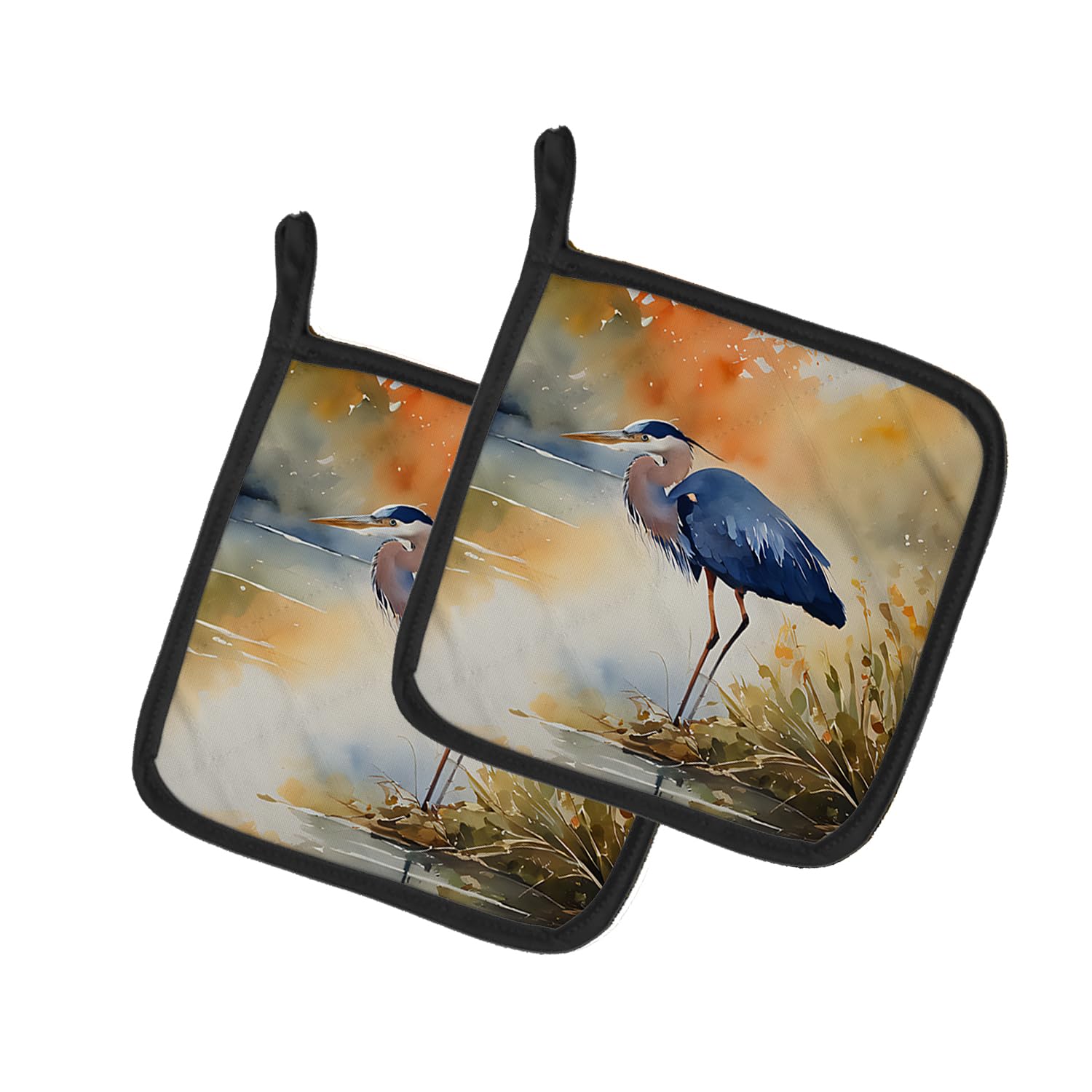 Blue Heron Pair of Pot Holders