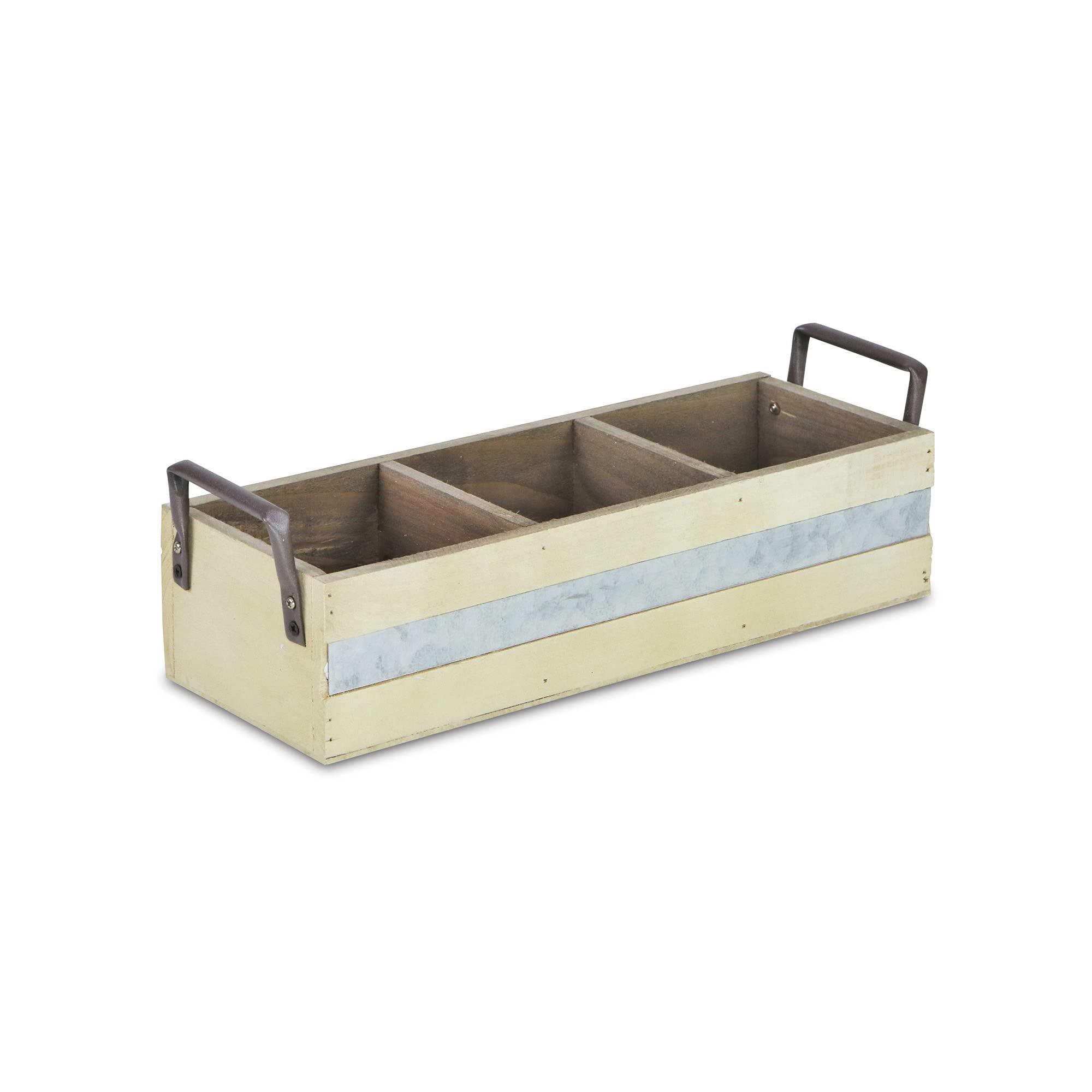 Reid Wooden 3 Slot Storage Caddy - Rustic White