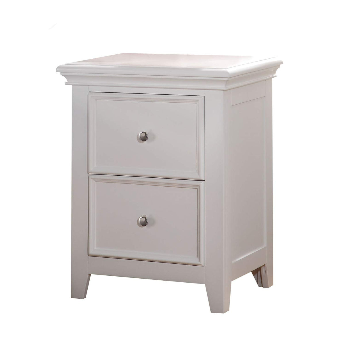 Benjara Contemporary Style Wood And Metal Nightstand With 2 Drawers, White