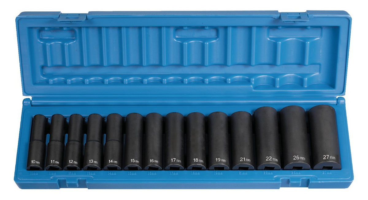 Grey Pneumatic Corp 1412Md 1/2'' Drive Deep Length Metric Set - 14 Piece