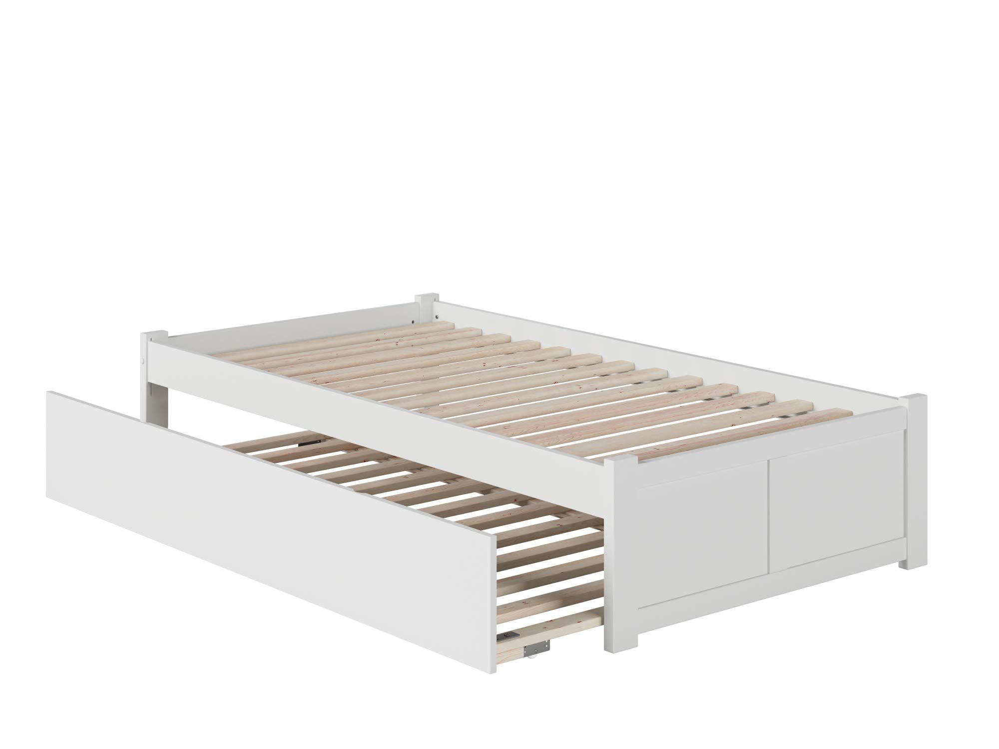 Concord Twin Extra Long Bed with Footboard and Twin Extra Long Trundle in White