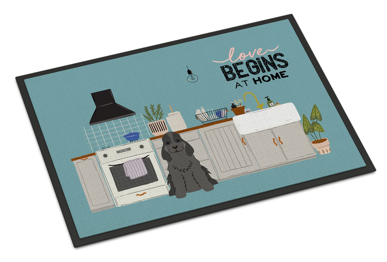 Black Cocker Spaniel Kitchen Scene Indoor or Outdoor Mat 18x27 CK7796MAT