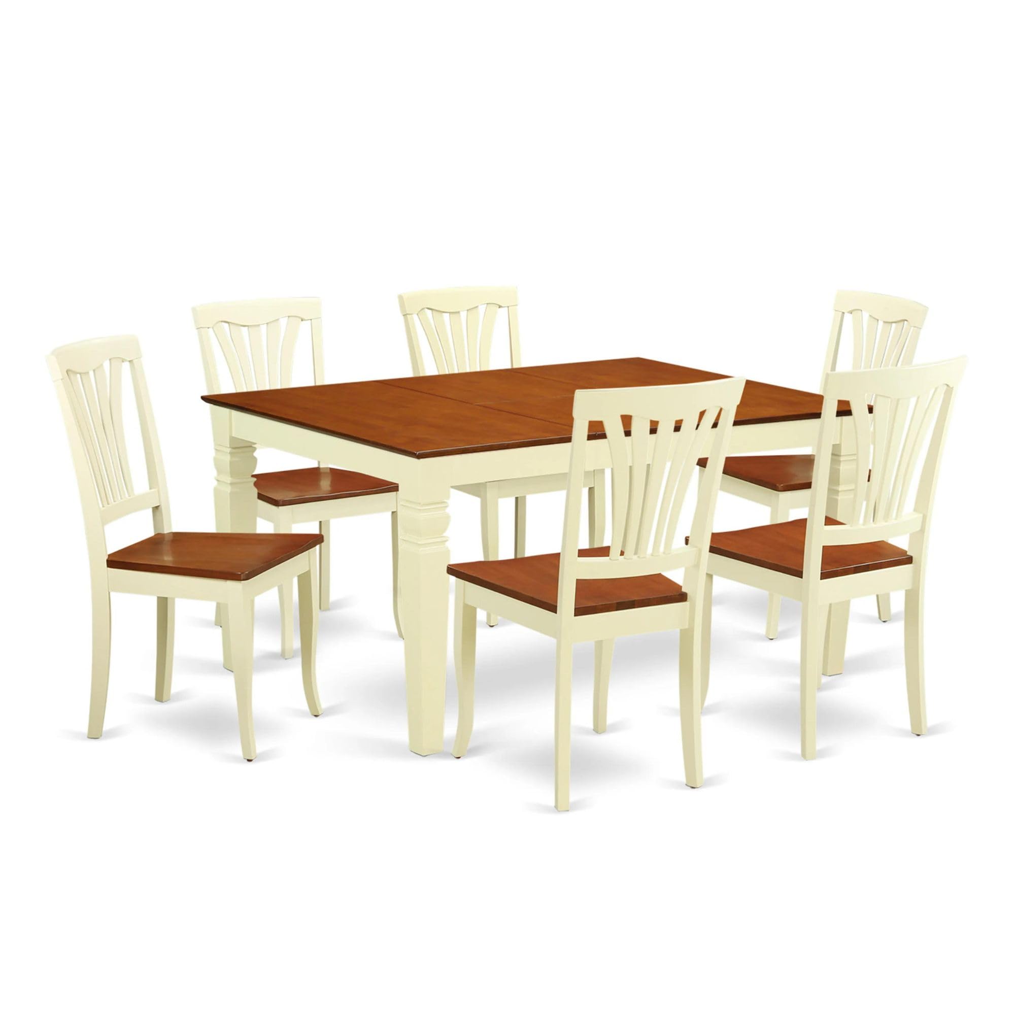 7  Pc  Kitchen  table  set  with  a  Dinning  Table  and  6  Wood  Dining  Chairs  in  Buttermilk  and  Cherry