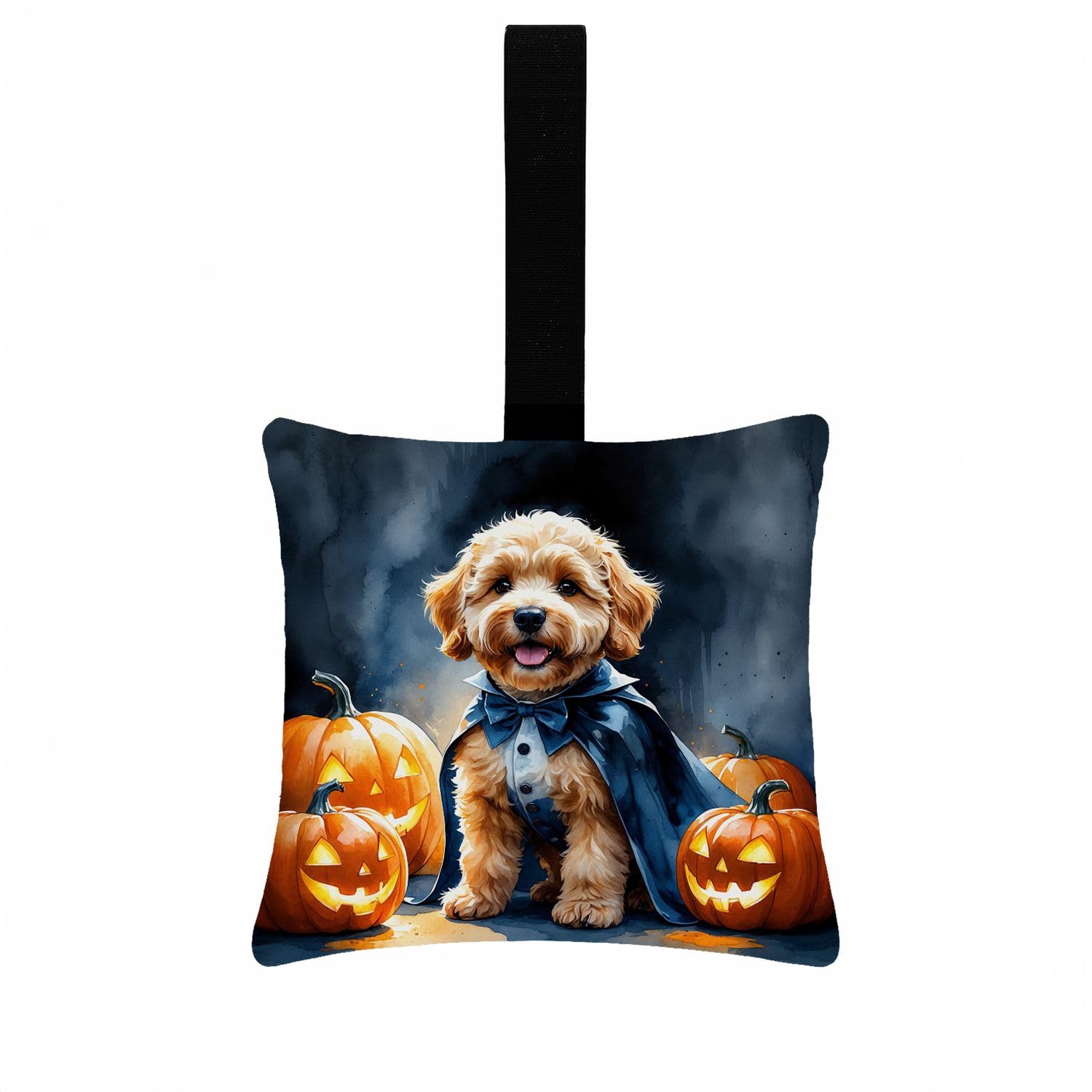Carolines Treasures Goldendoodle Puppy Halloween Mini Hanging Pillow Ornament 3.5  3.5 Decorative Door-Knob & Tree Hanger, Soft Fabric Cushion