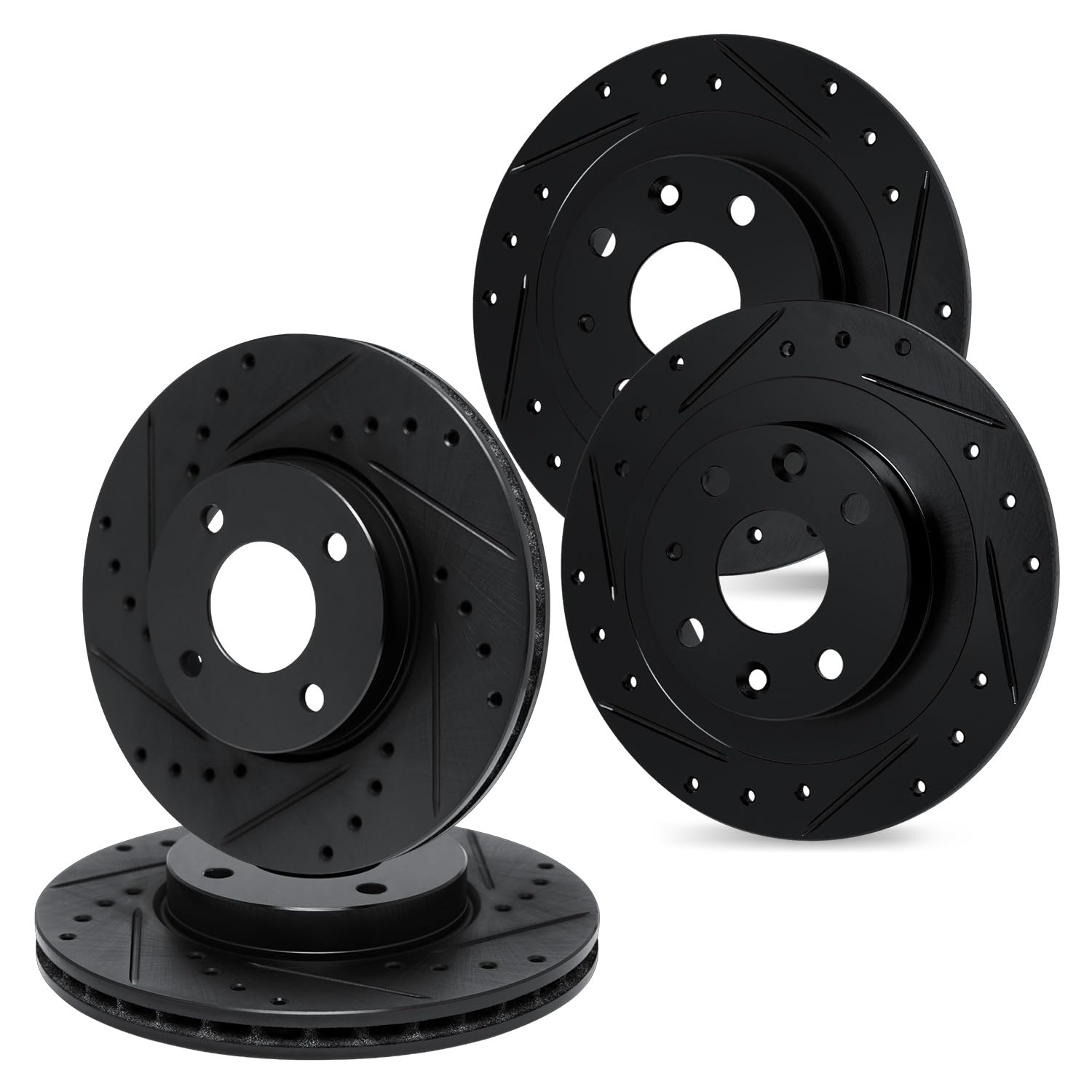 R1 Concepts Drilled and Slotted Black Disc Brake Rotor Set WHPN2-67117