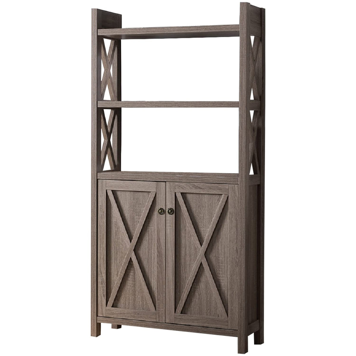 Benjara Benzara Wooden Cabinet With X Shaped Cutout Side Panel, Brown,